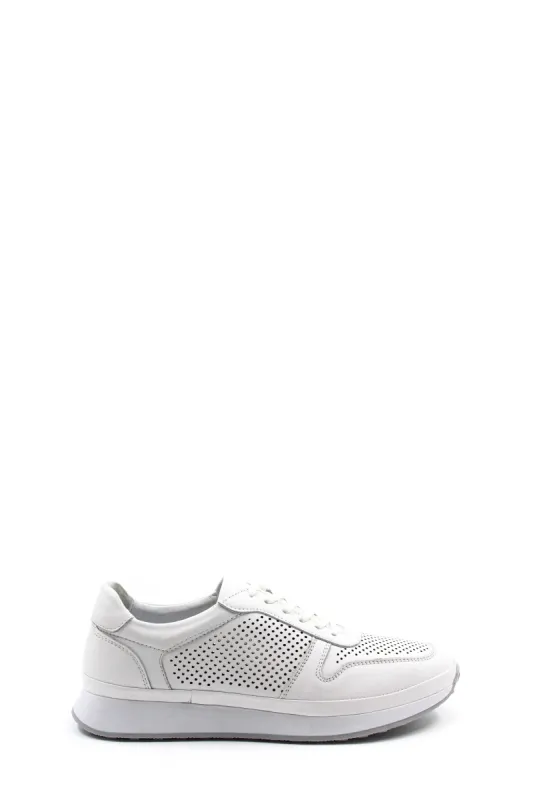 Men's White Perforated Leather Sneakers-Wessi sold by Wessi