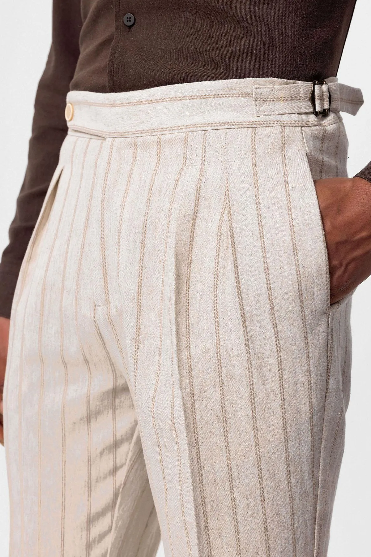 Men's Mink Vizon High-Waist Linen Blend Pants - Wessi sold by Wessi product image thumbnail 3