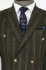 Wide Lapel Striped Double Breasted Green Men Blazer and Trousers Combination- Wessi sold by Wessi