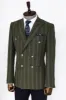 Wide Lapel Striped Double Breasted Green Men Blazer and Trousers Combination- Wessi sold by Wessi