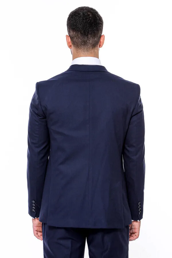 Plain Slim Fit Navy Blue Men Suit - Wessi sold by Wessi product image thumbnail 4