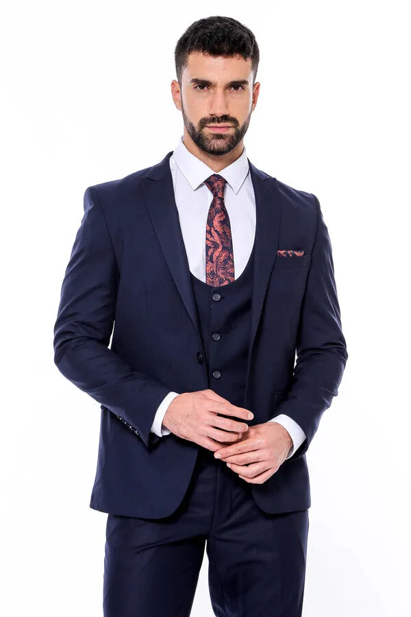 Plain Slim Fit Navy Blue Men Suit - Wessi sold by Wessi