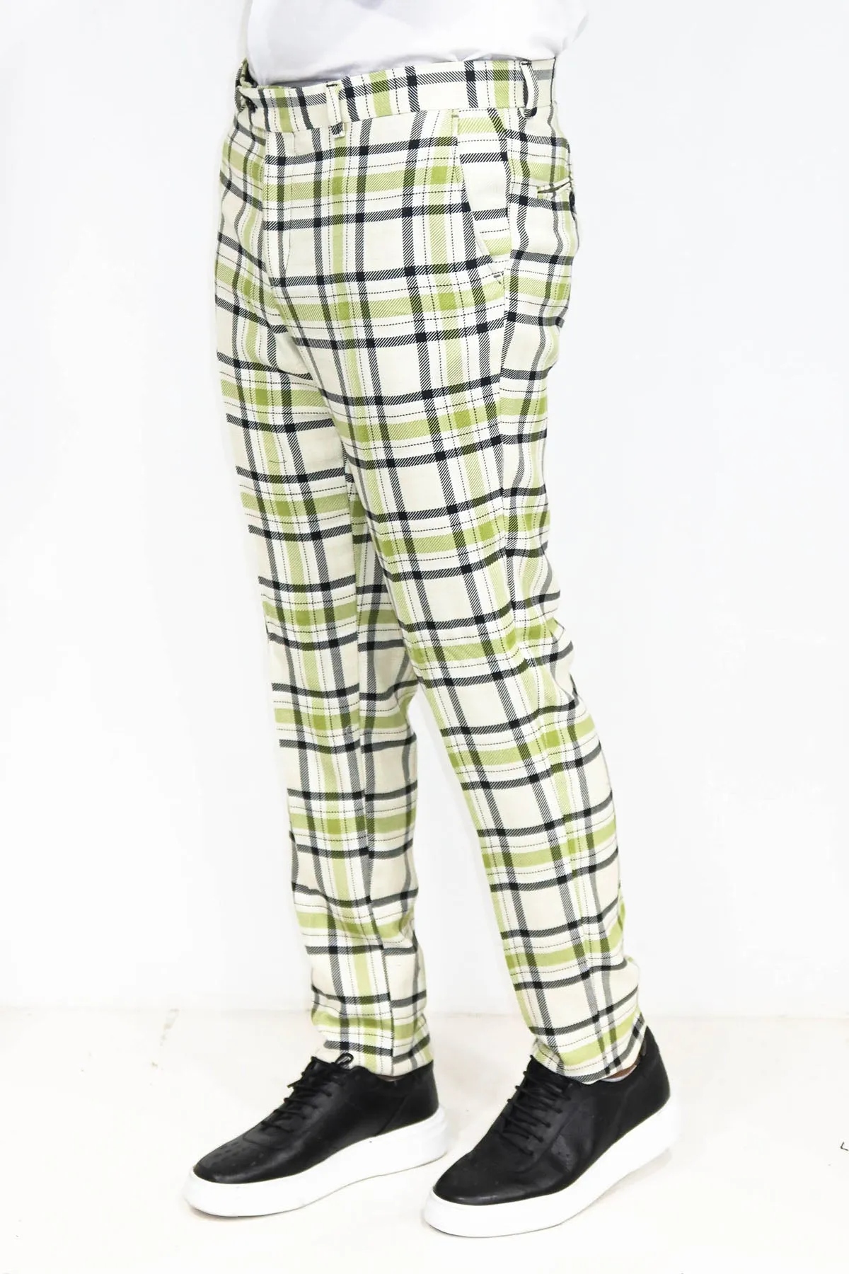 Slim Fit Checked Grey Men Pants - Wessi sold by Wessi product image thumbnail 4