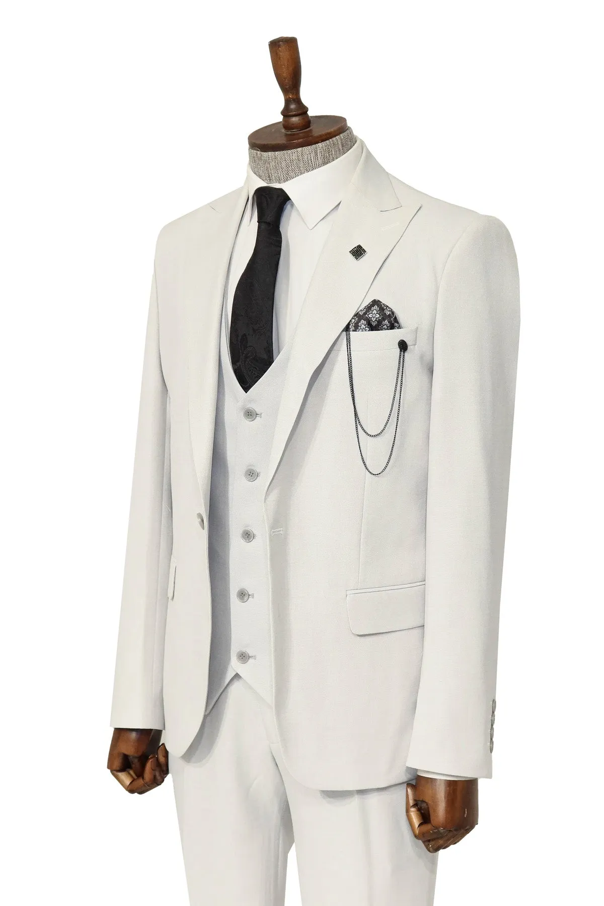 3 -Piece Single Button Peak Lapel White Men Suit - Wessi sold by Wessi product image thumbnail 4