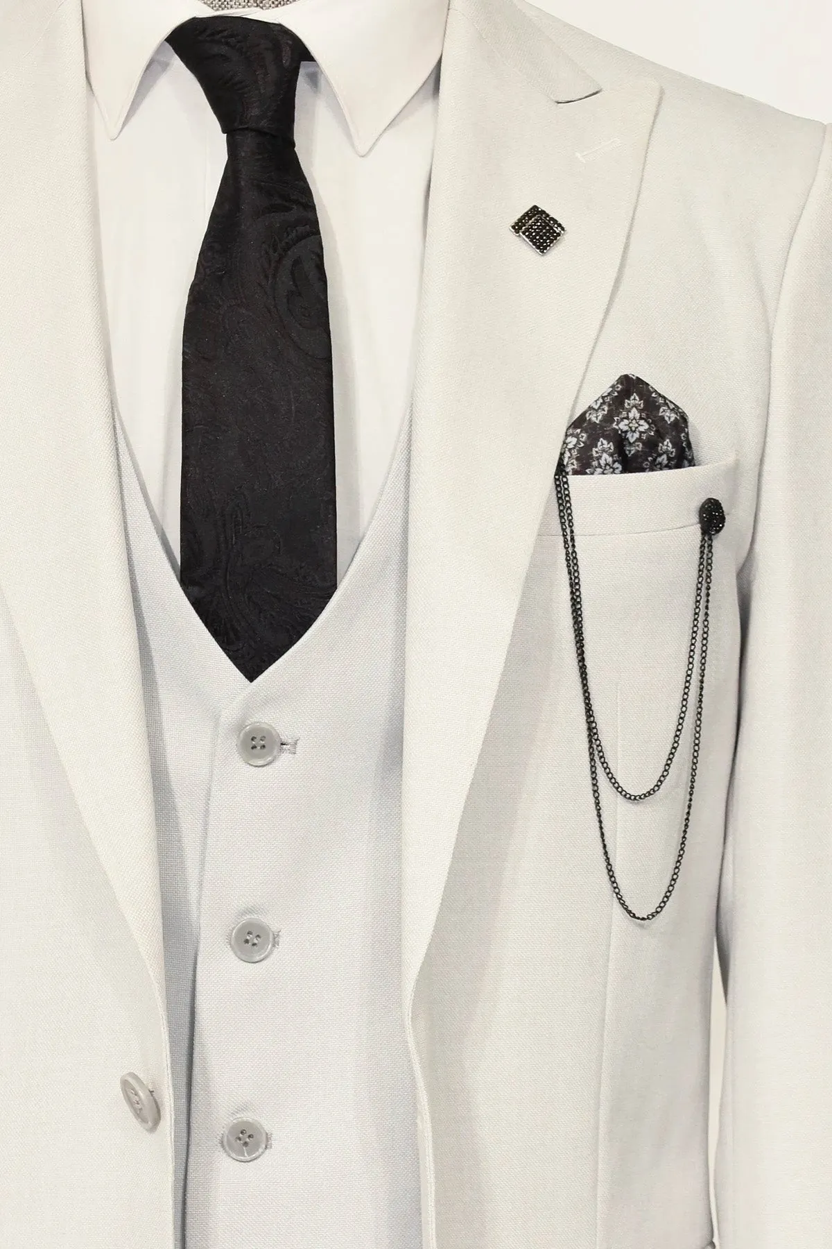 3 -Piece Single Button Peak Lapel White Men Suit - Wessi sold by Wessi product image thumbnail 2