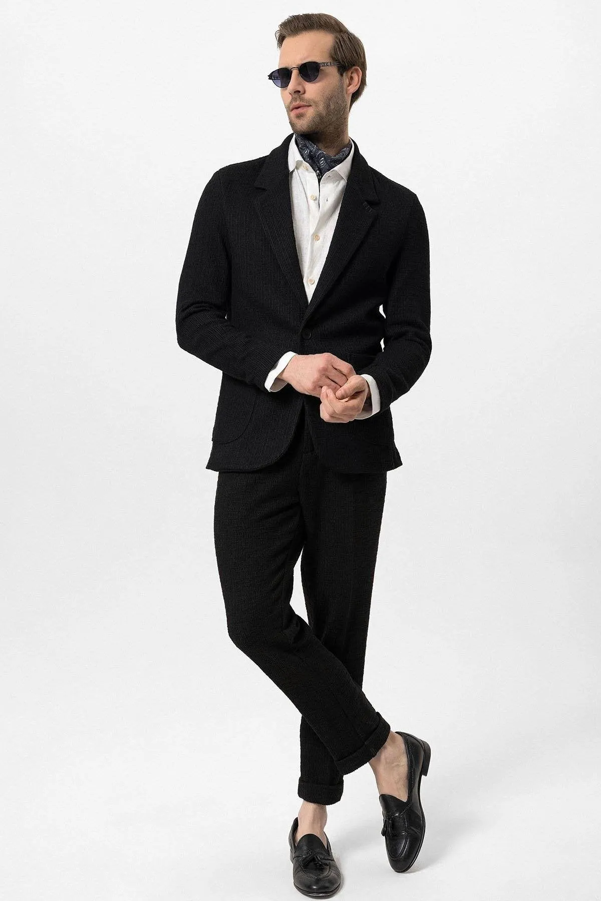 Black Textured Unlined Men's Jacket - Wessi sold by Wessi product image thumbnail 3