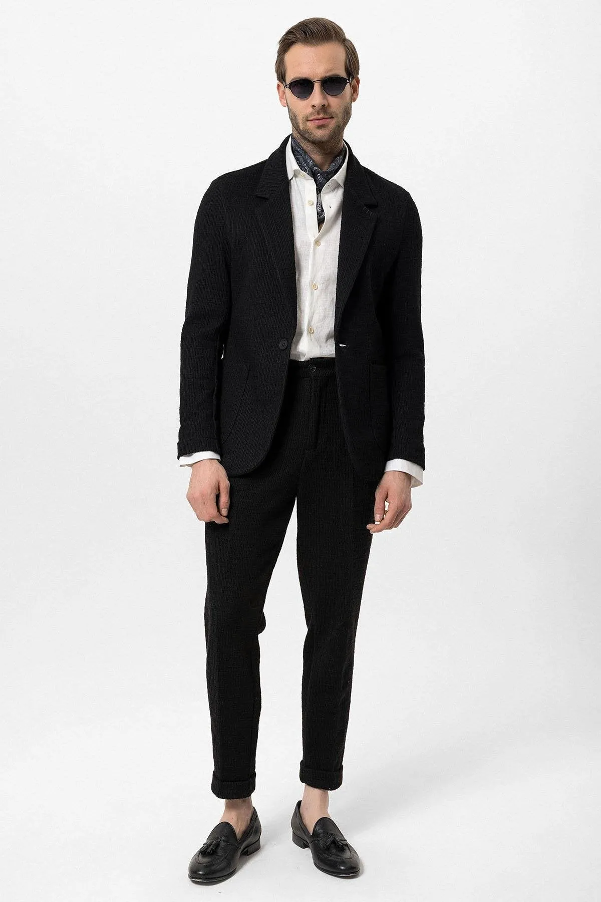 Black Textured Unlined Men's Jacket - Wessi sold by Wessi product image thumbnail 4