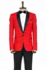 Dot Patterned Slim Fit Red Men Singer Tuxedo Blazer - Wessi sold by Wessi