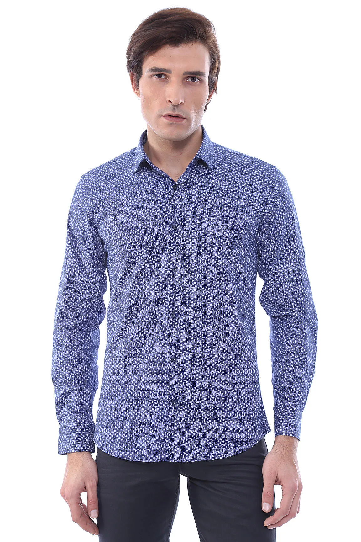 Navy Blue Patterned Shirt | Wessi sold by Wessi