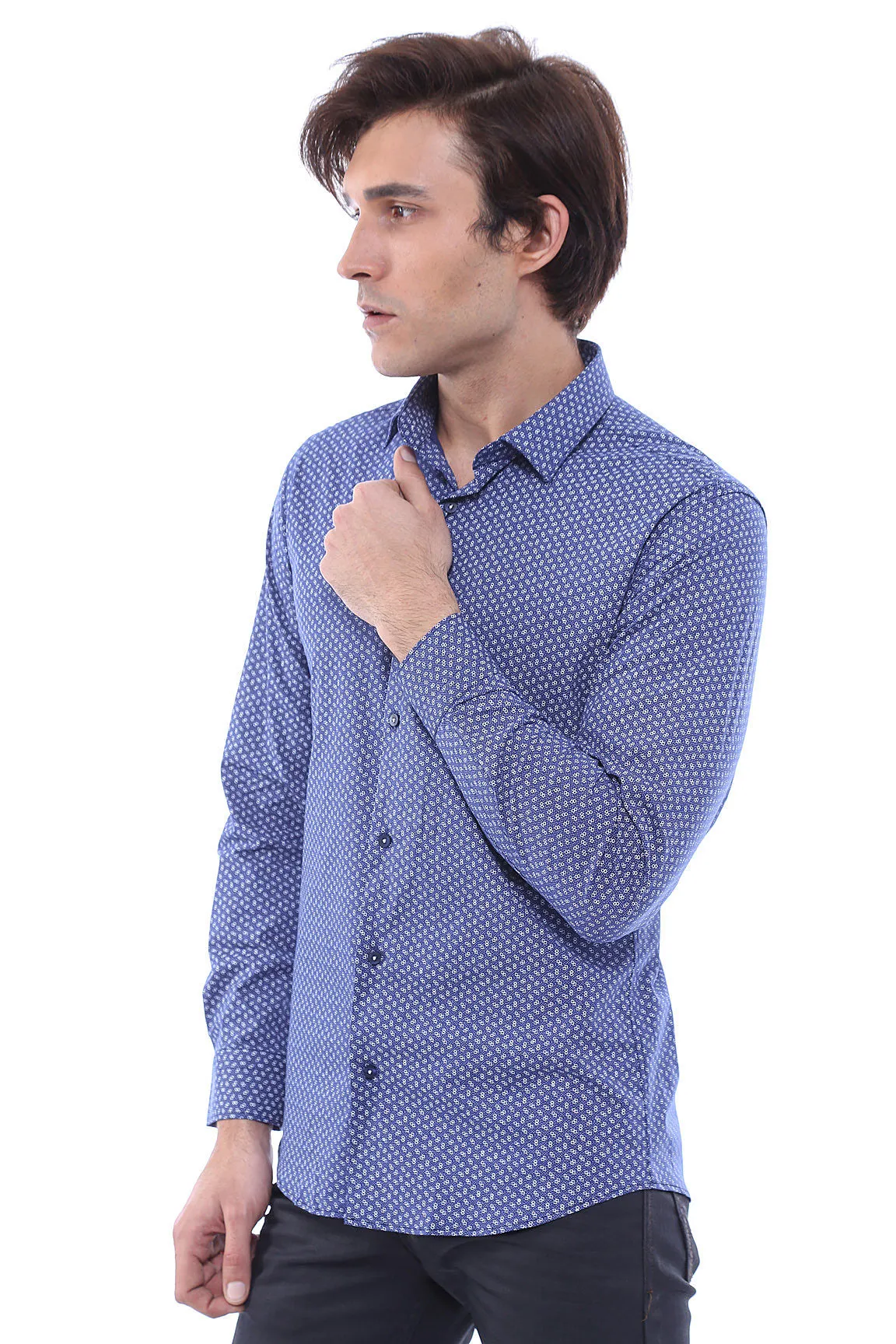 Navy Blue Patterned Shirt | Wessi sold by Wessi product image thumbnail 3