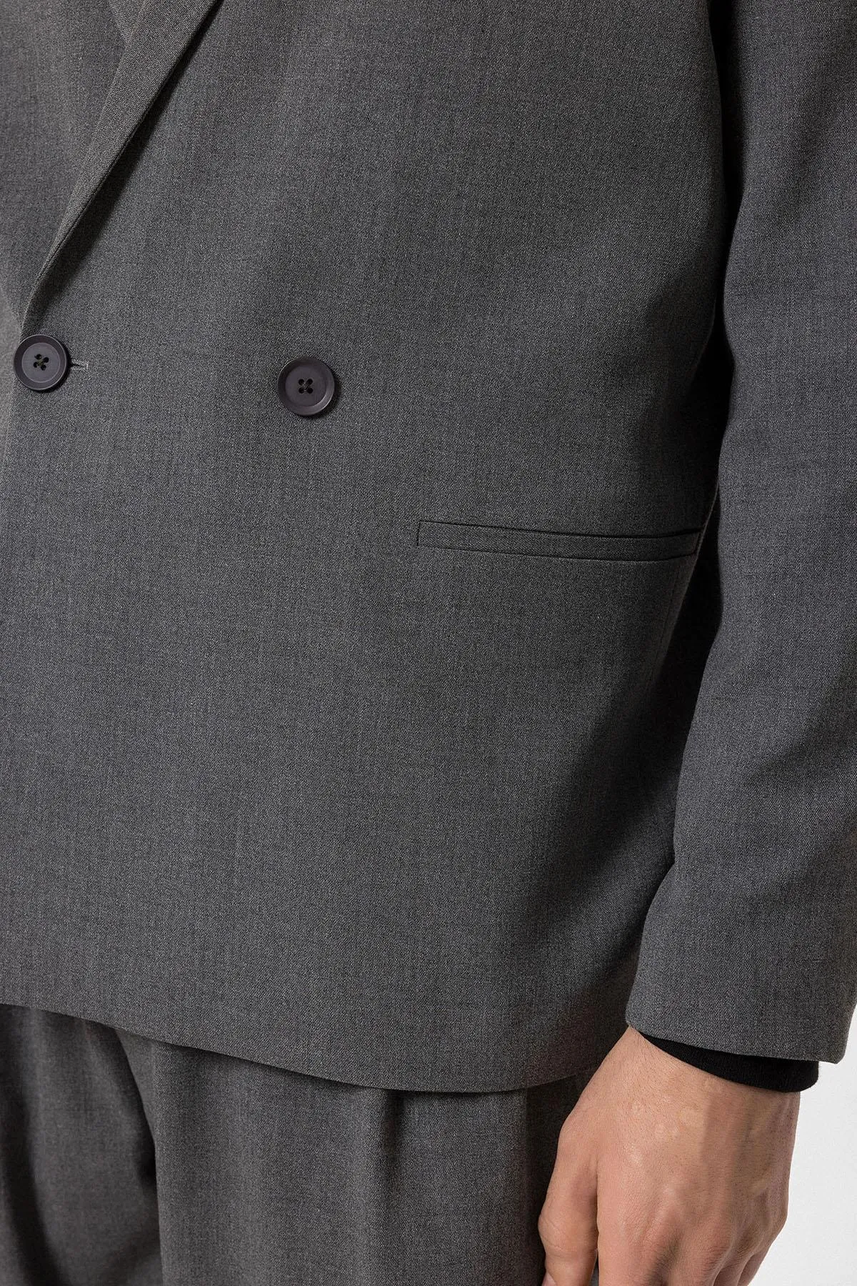 Men's Grey Single-Button Double-Breasted Blazer - Wessi sold by Wessi product image thumbnail 5