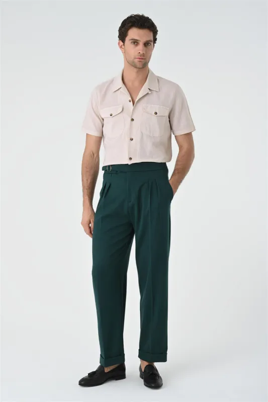 Men's Beige Camp Collar Pocket Detailed  Shirt - Wessi sold by Wessi