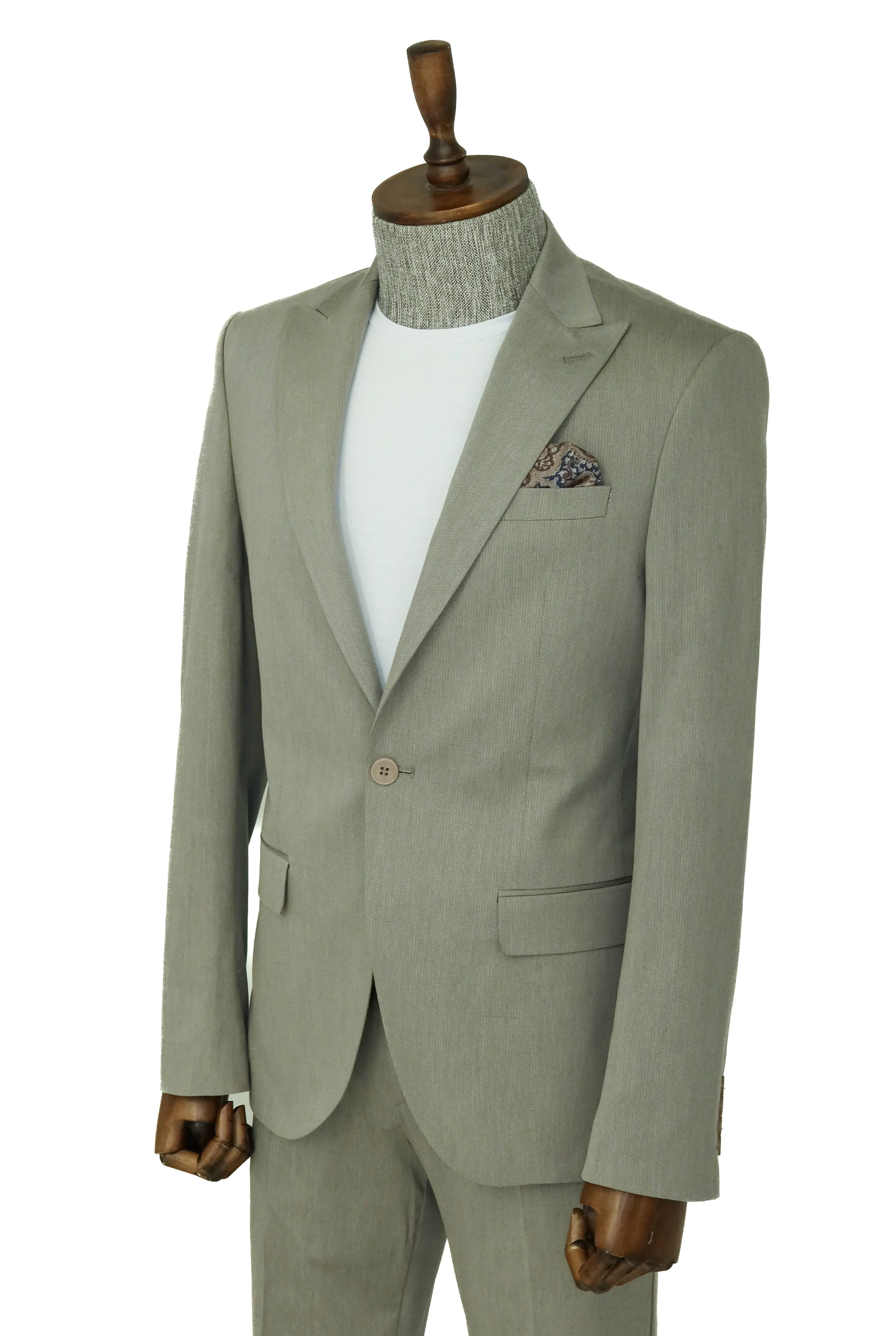 Single Buttons 2 Piece Beige Men Suit - Wessi sold by Wessi product image thumbnail 4