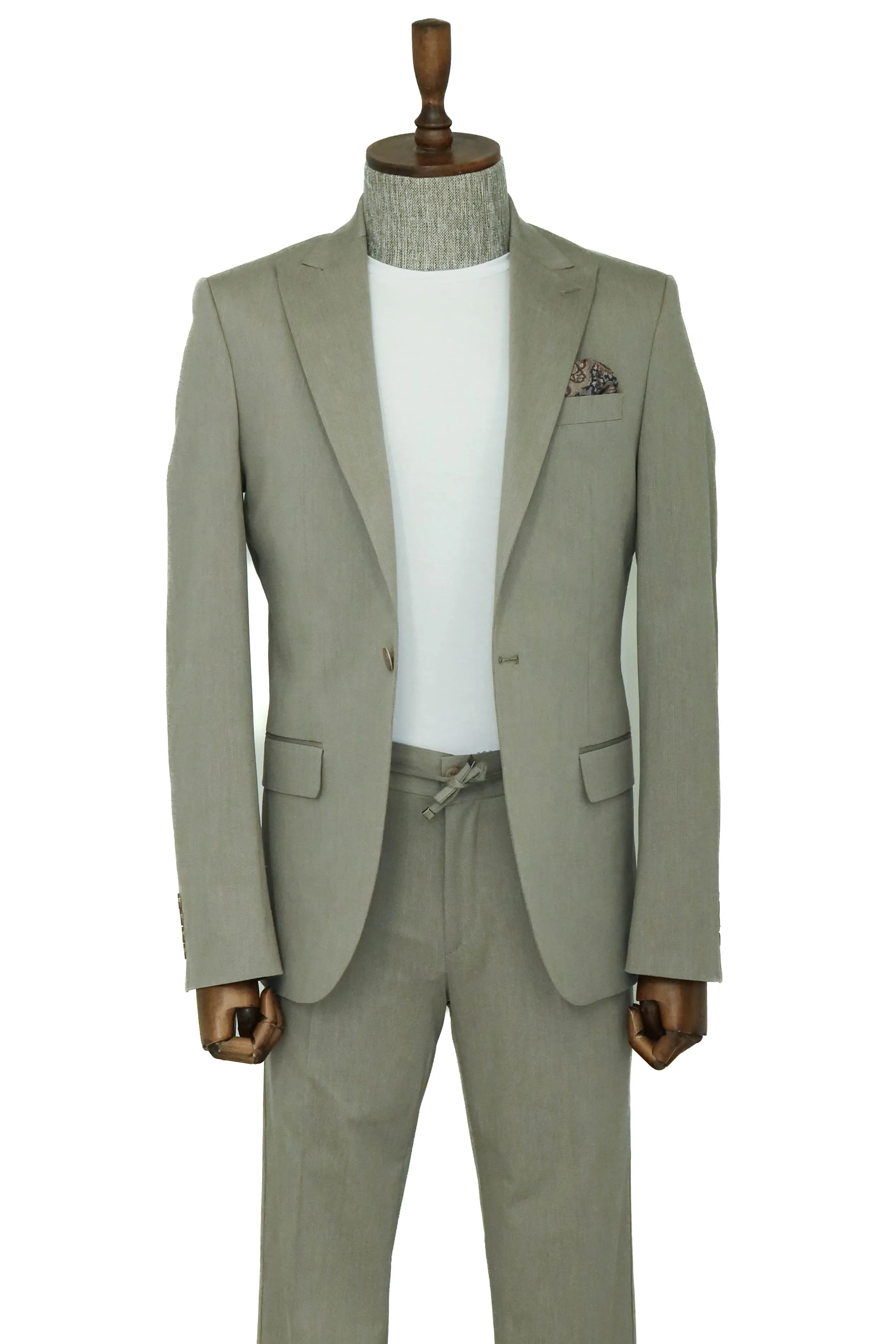 Single Buttons 2 Piece Beige Men Suit - Wessi sold by Wessi product image thumbnail 3