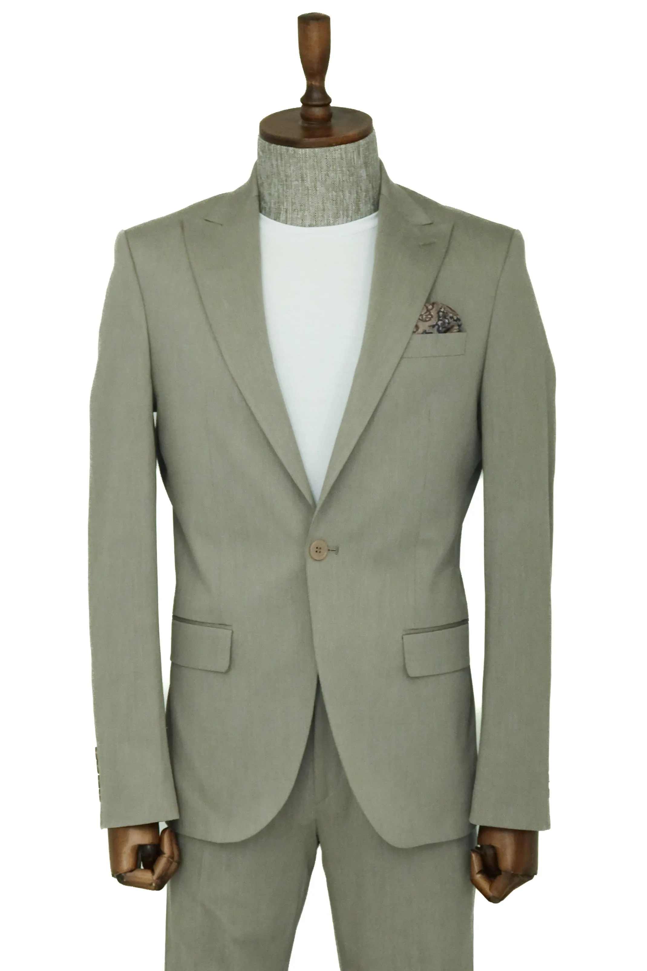 Single Buttons 2 Piece Beige Men Suit - Wessi sold by Wessi