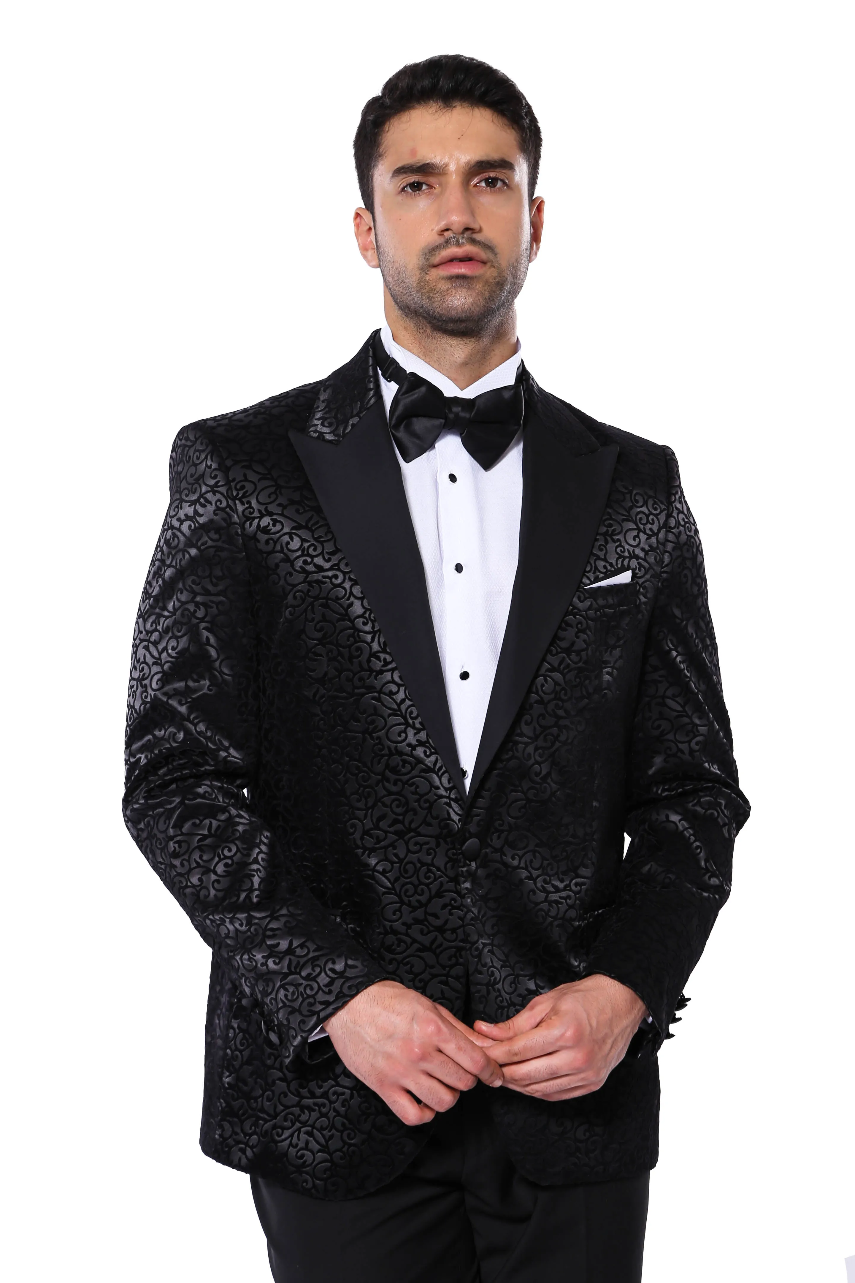 Black Floral Patterned Party Men's Blazer - Wessi sold by Wessi