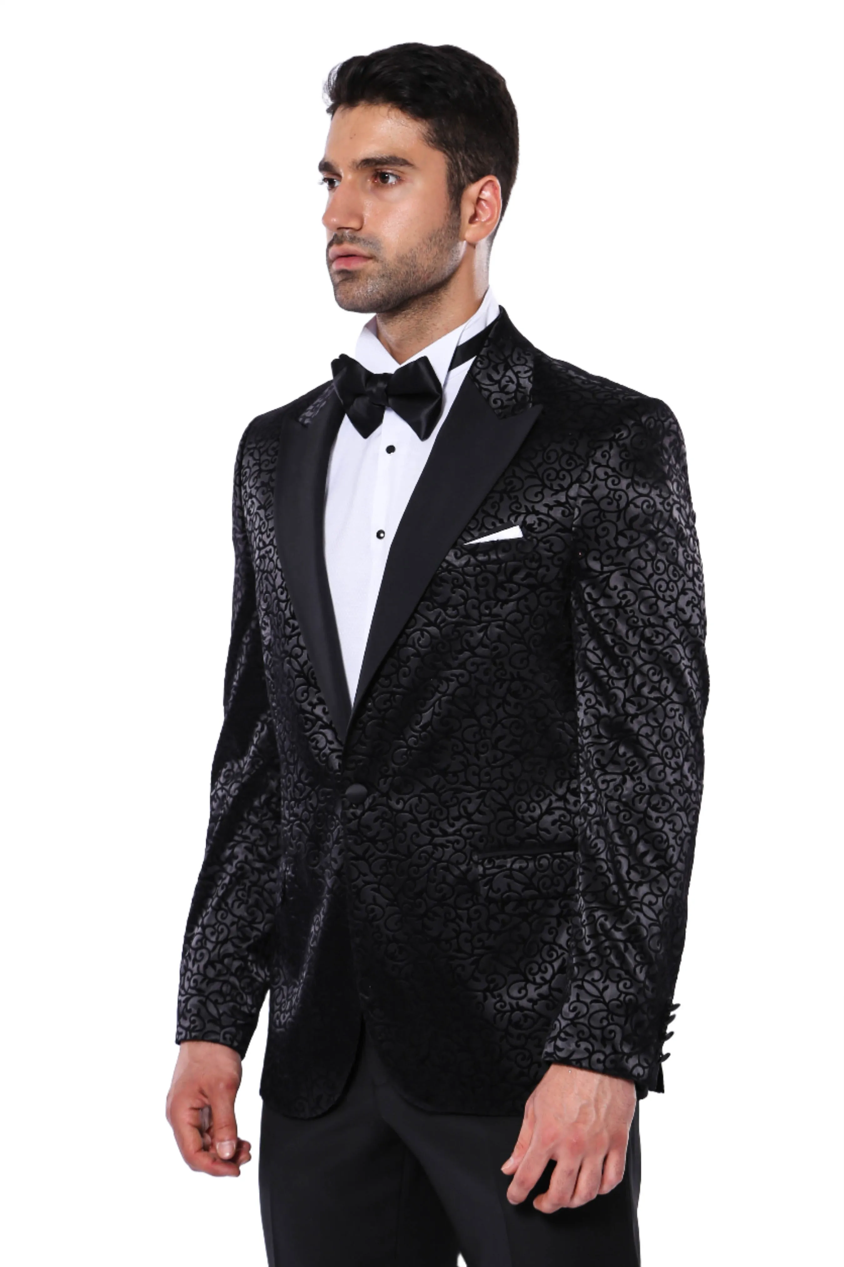 Black Floral Patterned Party Men's Blazer - Wessi sold by Wessi product image thumbnail 5