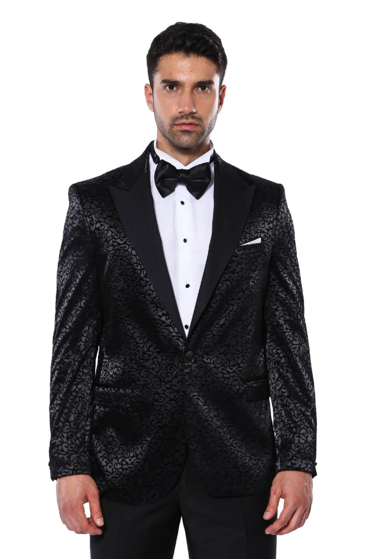 Black Floral Patterned Party Men's Blazer - Wessi sold by Wessi product image thumbnail 4