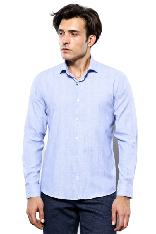 Checked Long Sleeve Blue Shirt | Wessi sold by Wessi