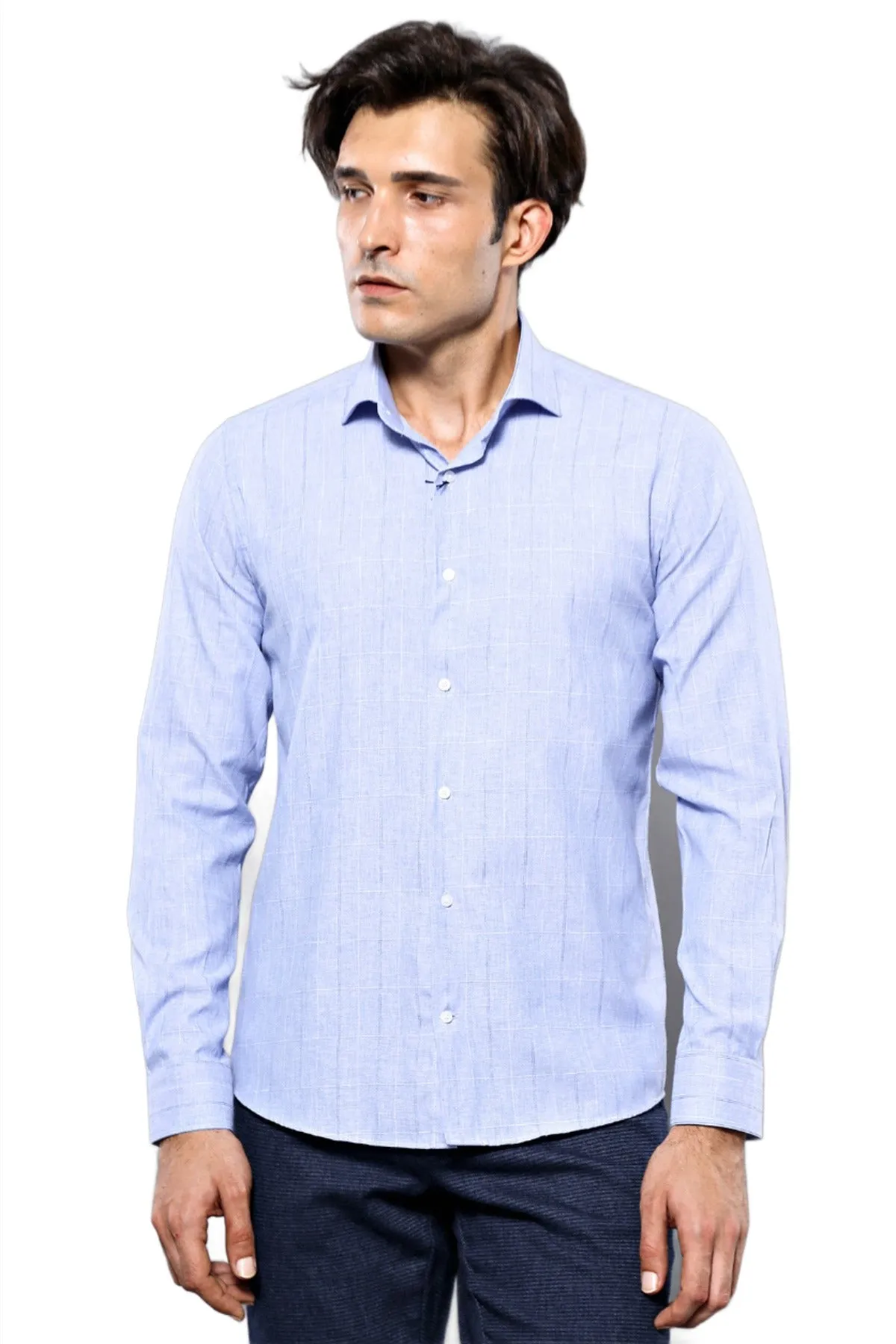 Checked Long Sleeve Blue Shirt | Wessi sold by Wessi