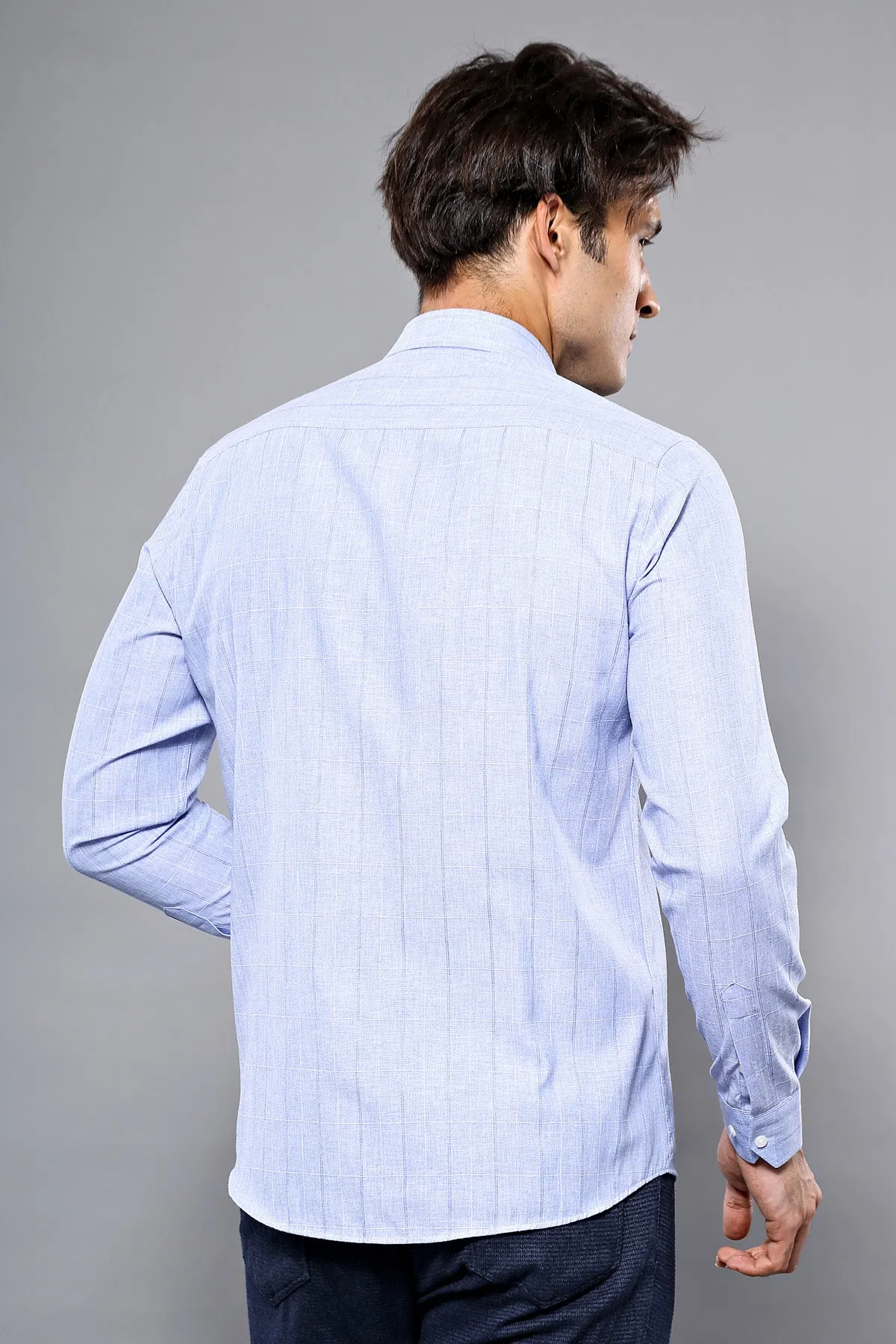 Checked Long Sleeve Blue Shirt | Wessi sold by Wessi product image thumbnail 4