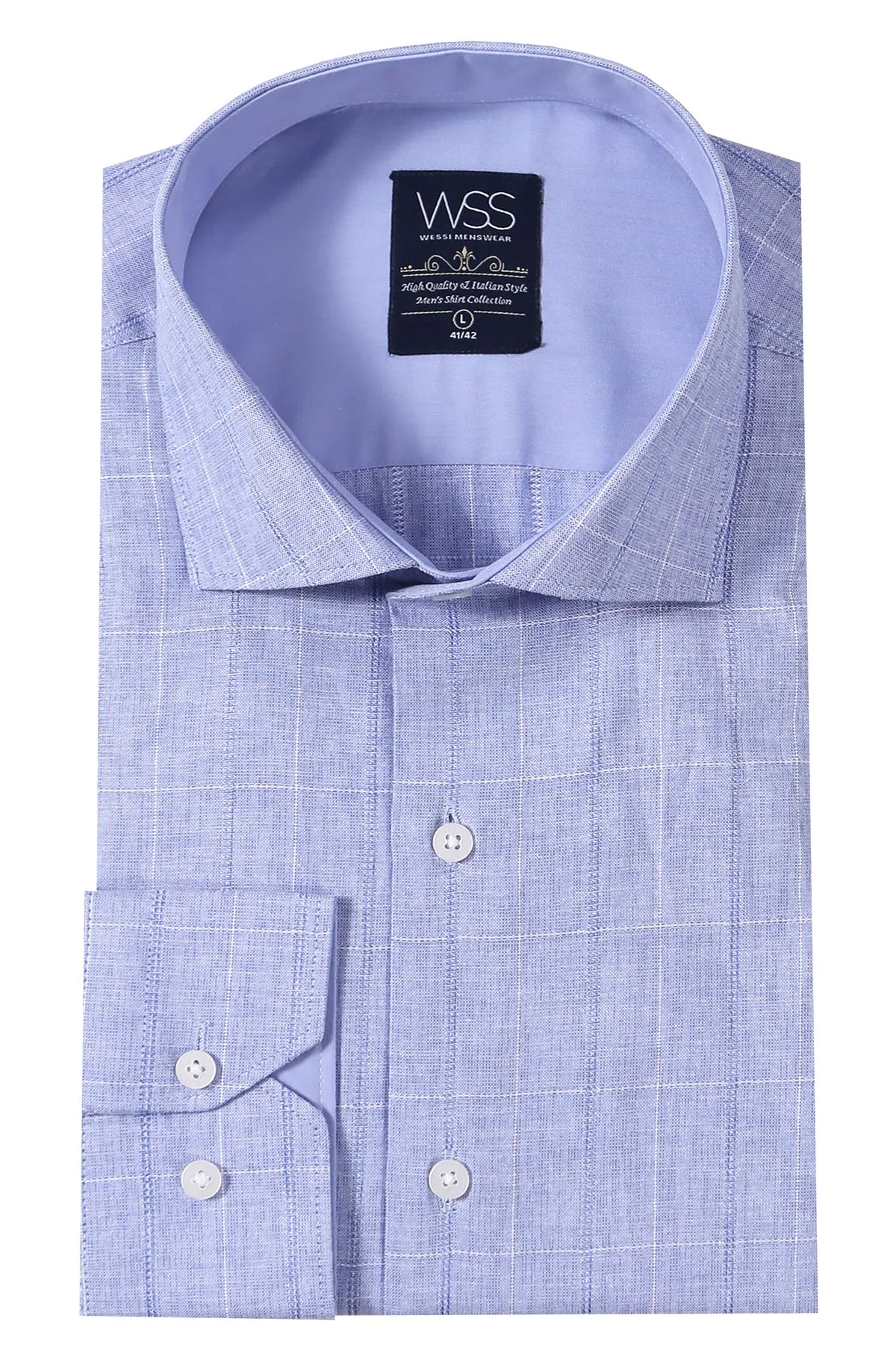 Checked Long Sleeve Blue Shirt | Wessi sold by Wessi product image thumbnail 5