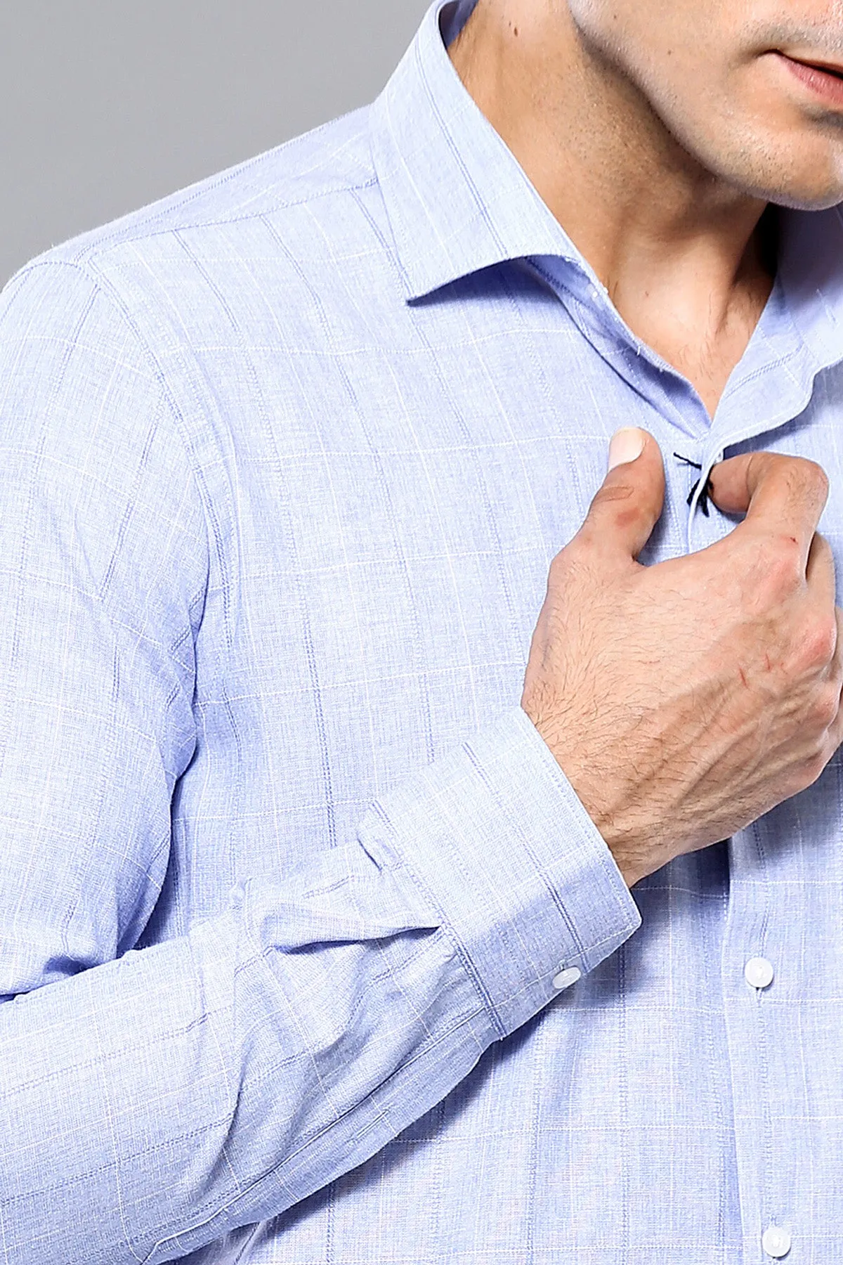 Checked Long Sleeve Blue Shirt | Wessi sold by Wessi product image thumbnail 3