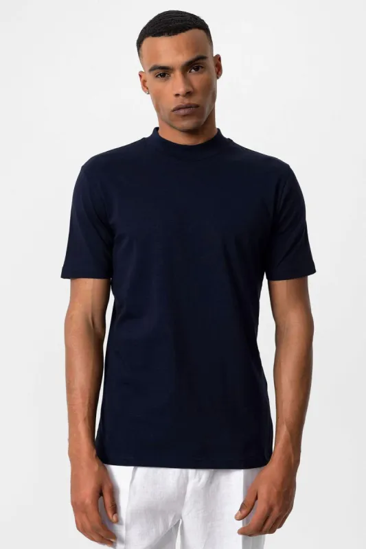Men's Navy Blue Navy Slim Fit Basic T-Shirt - Wessi sold by Wessi