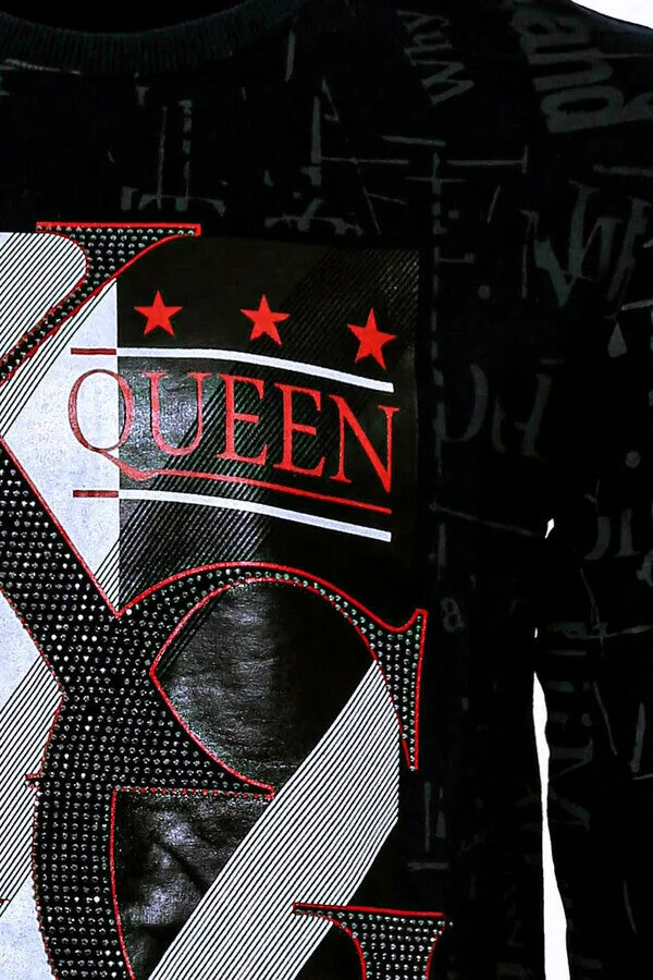 Patterned Slim Fit Men Black Sweatshirt - Wessi sold by Wessi product image thumbnail 2