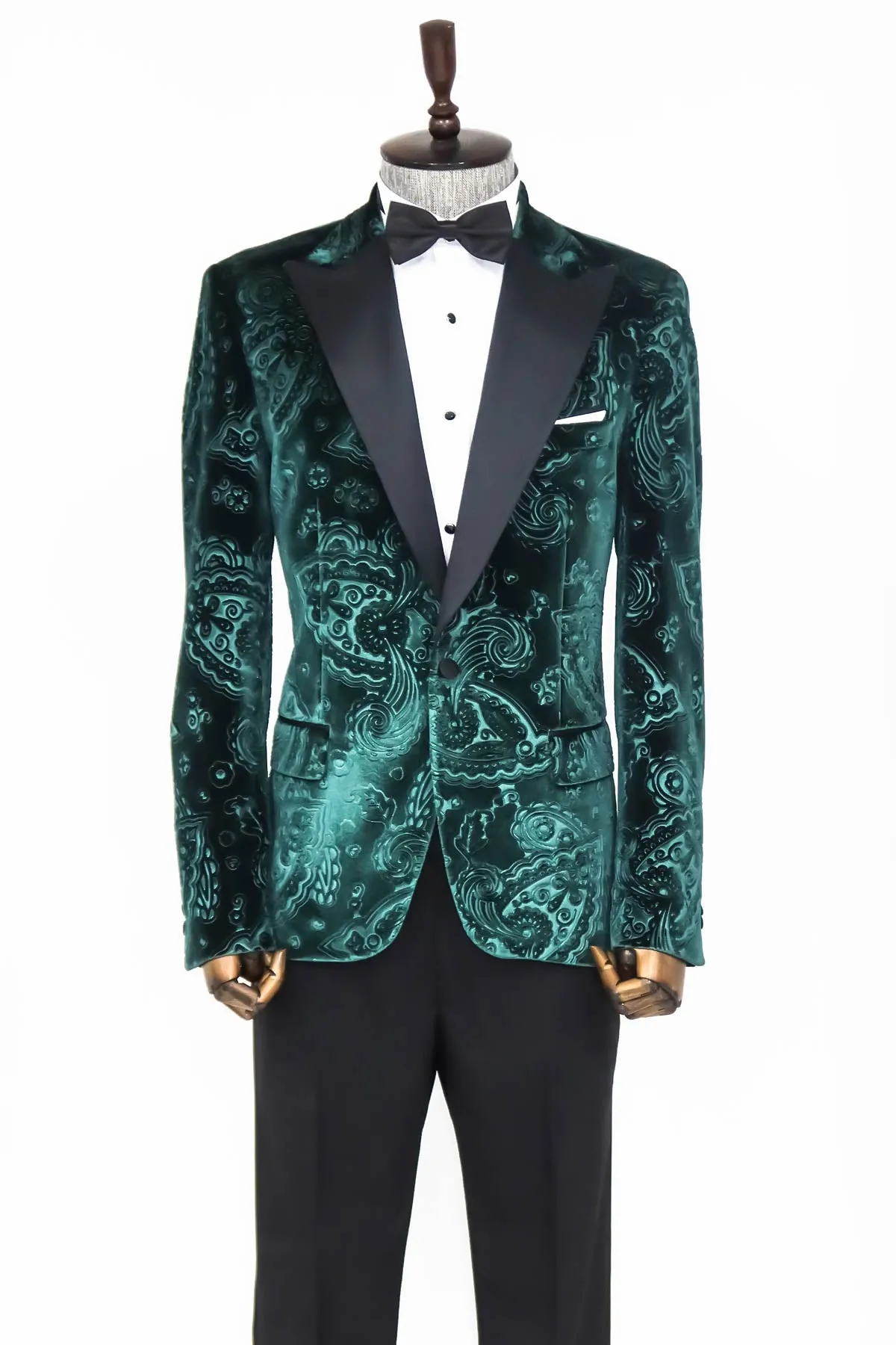 Floral Patterned Velvet Green Men Evening Jacket - Wessi sold by Wessi product image thumbnail 5