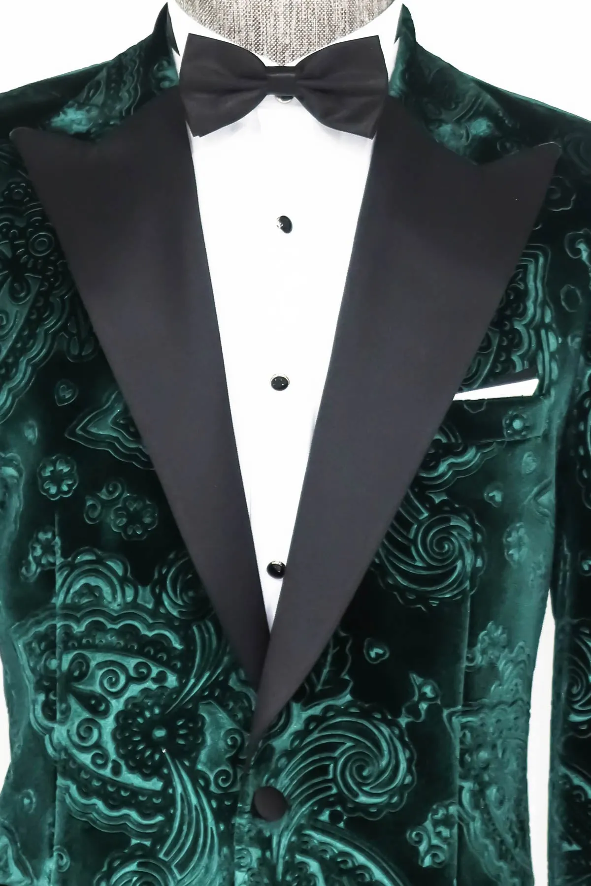 Floral Patterned Velvet Green Men Evening Jacket - Wessi sold by Wessi product image thumbnail 4