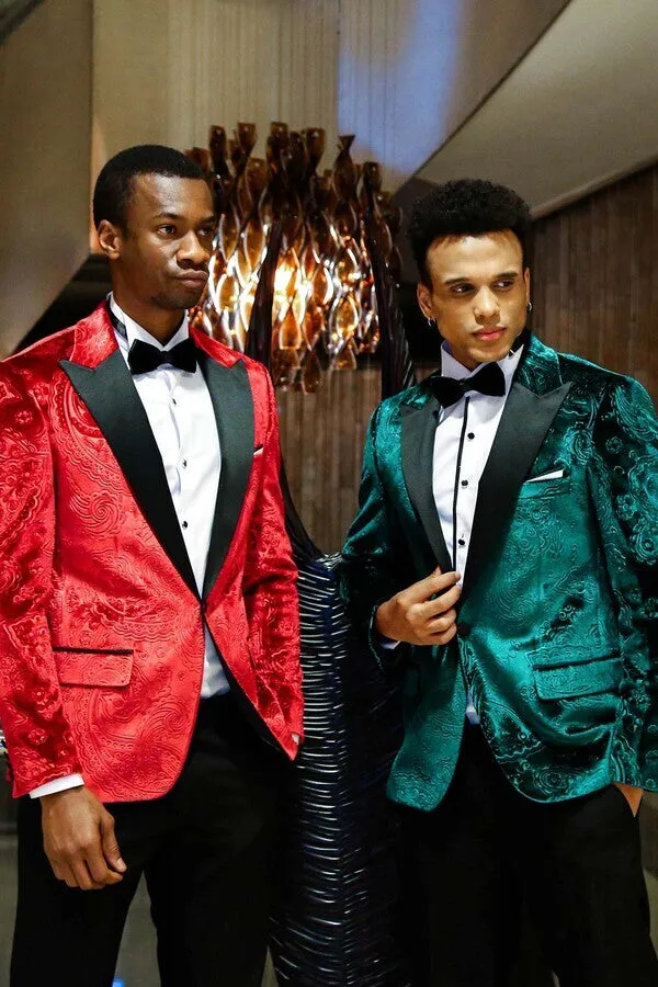 Floral Patterned Velvet Green Men Evening Jacket - Wessi sold by Wessi product image thumbnail 2