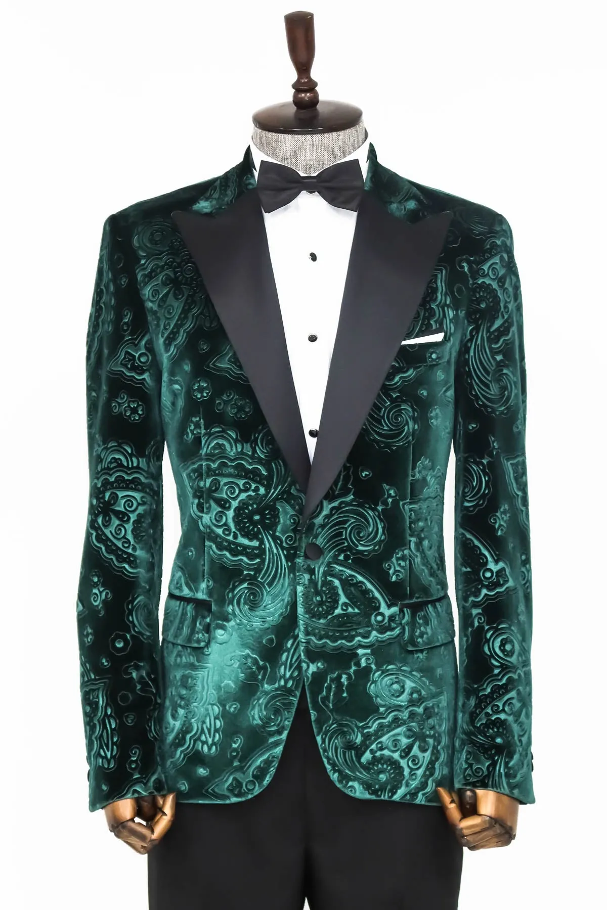 Floral Patterned Velvet Green Men Evening Jacket - Wessi sold by Wessi product image thumbnail 3