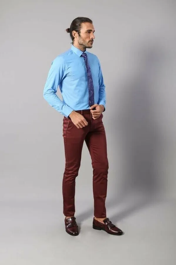 Patch Pocket Burgundy Men's Trousers - Wessi sold by Wessi product image thumbnail 4