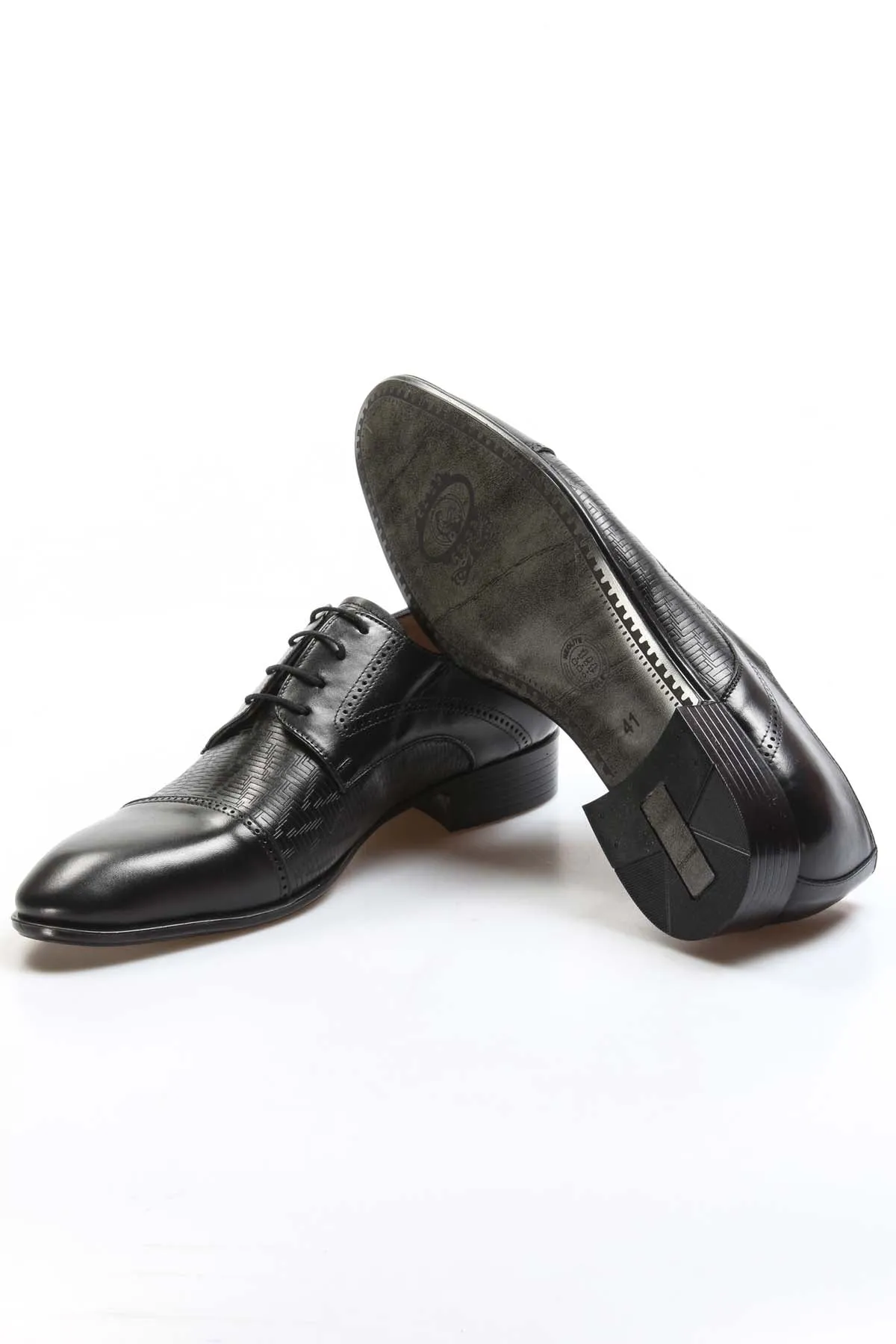 Men's Black Embossed Leather Oxfords-Wessi sold by Wessi product image thumbnail 4