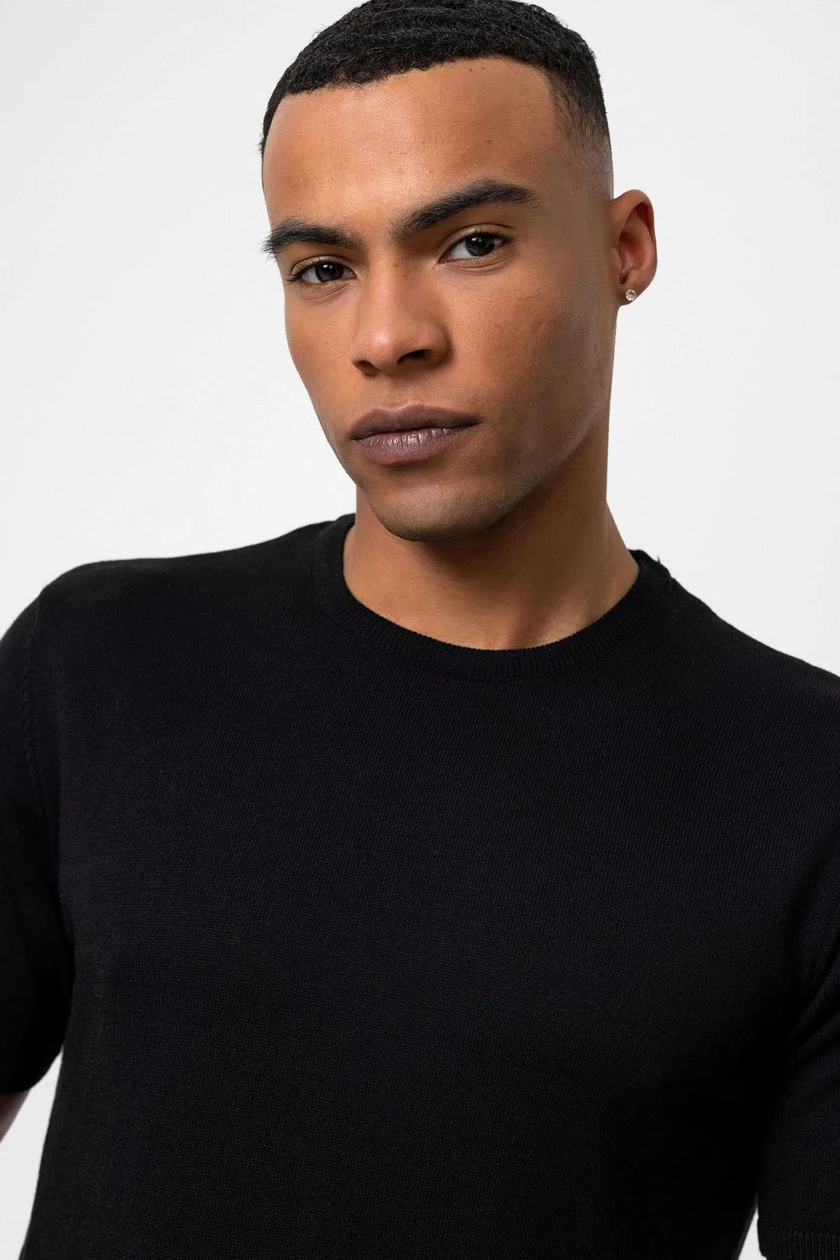 Men's Black Crew Neck Knit T-Shirt - Wessi sold by Wessi product image thumbnail 5