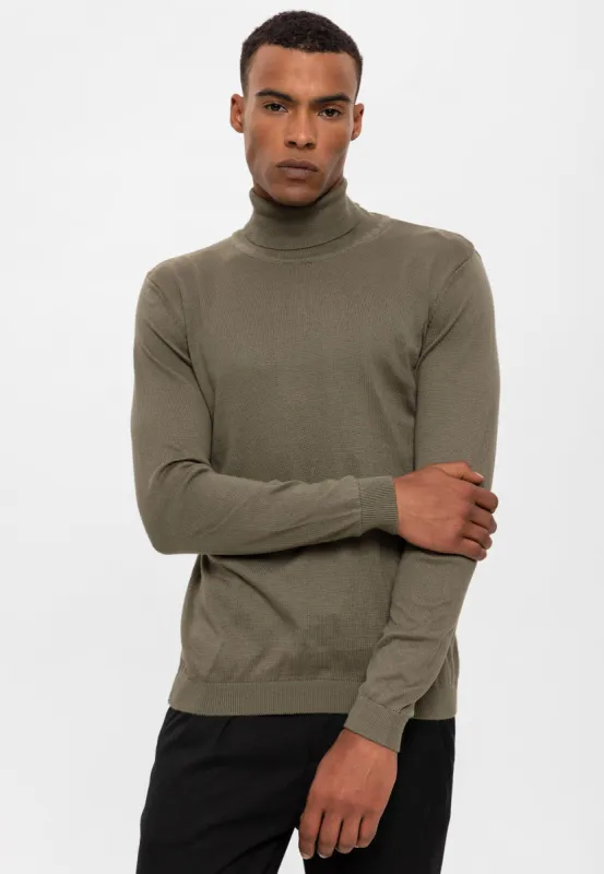 Light Khaki Full Turtle Men's Knitwear - Wessi sold by Wessi