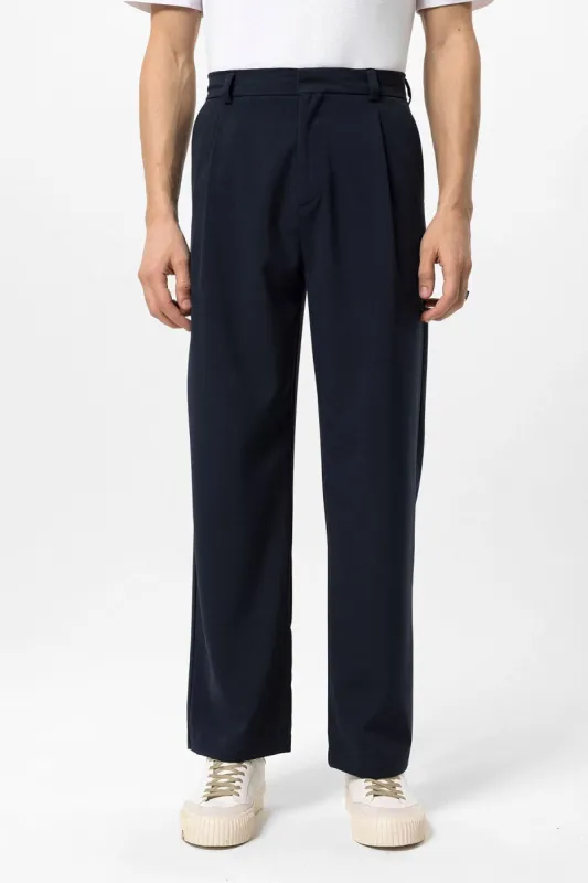 Men's Navy Blue High-Waisted Baggy Pants - Wessi sold by Wessi