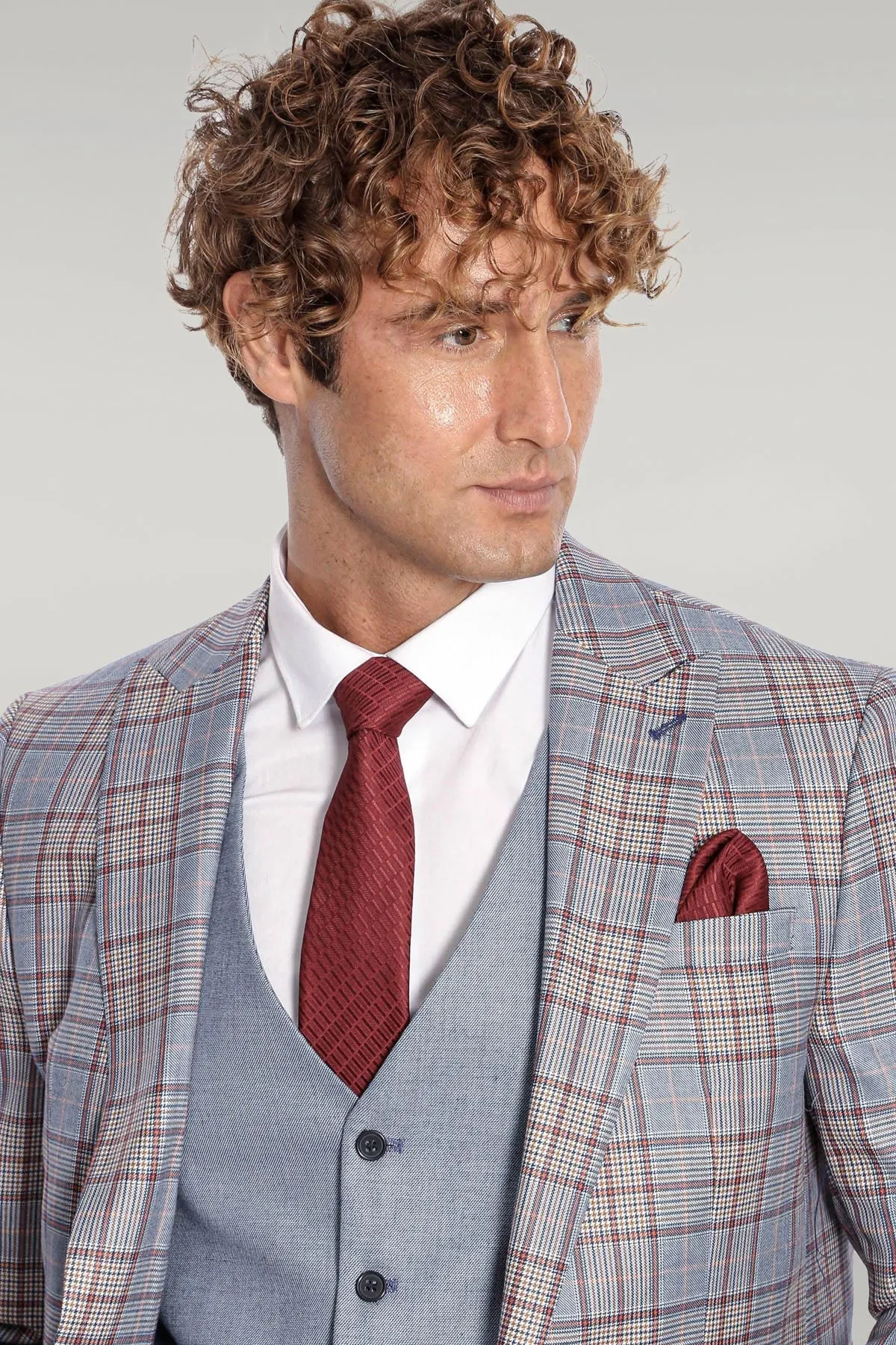 Checked Slim Fit Blue Men Suit - Wessi sold by Wessi product image thumbnail 3