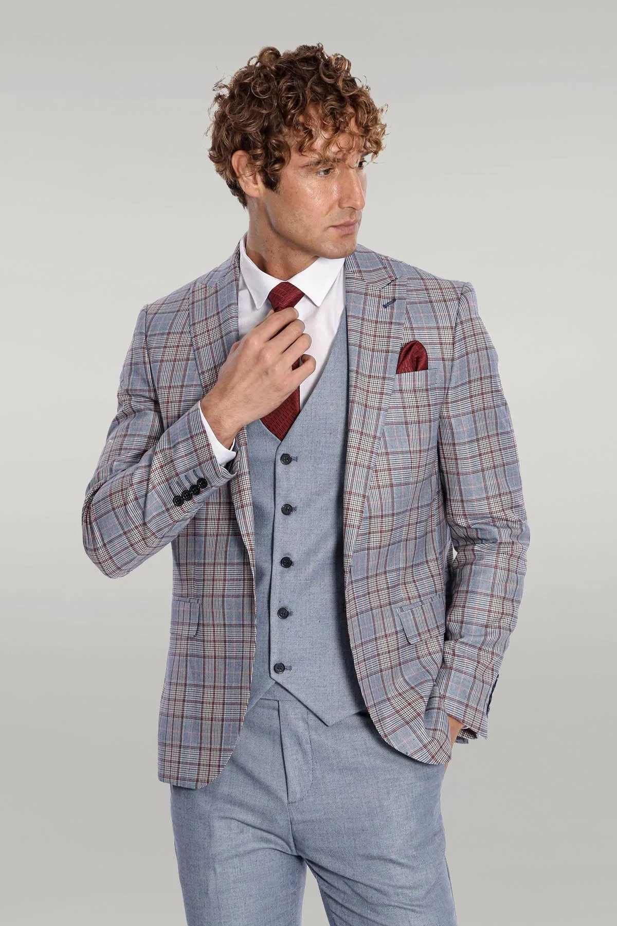 Checked Slim Fit Blue Men Suit - Wessi sold by Wessi