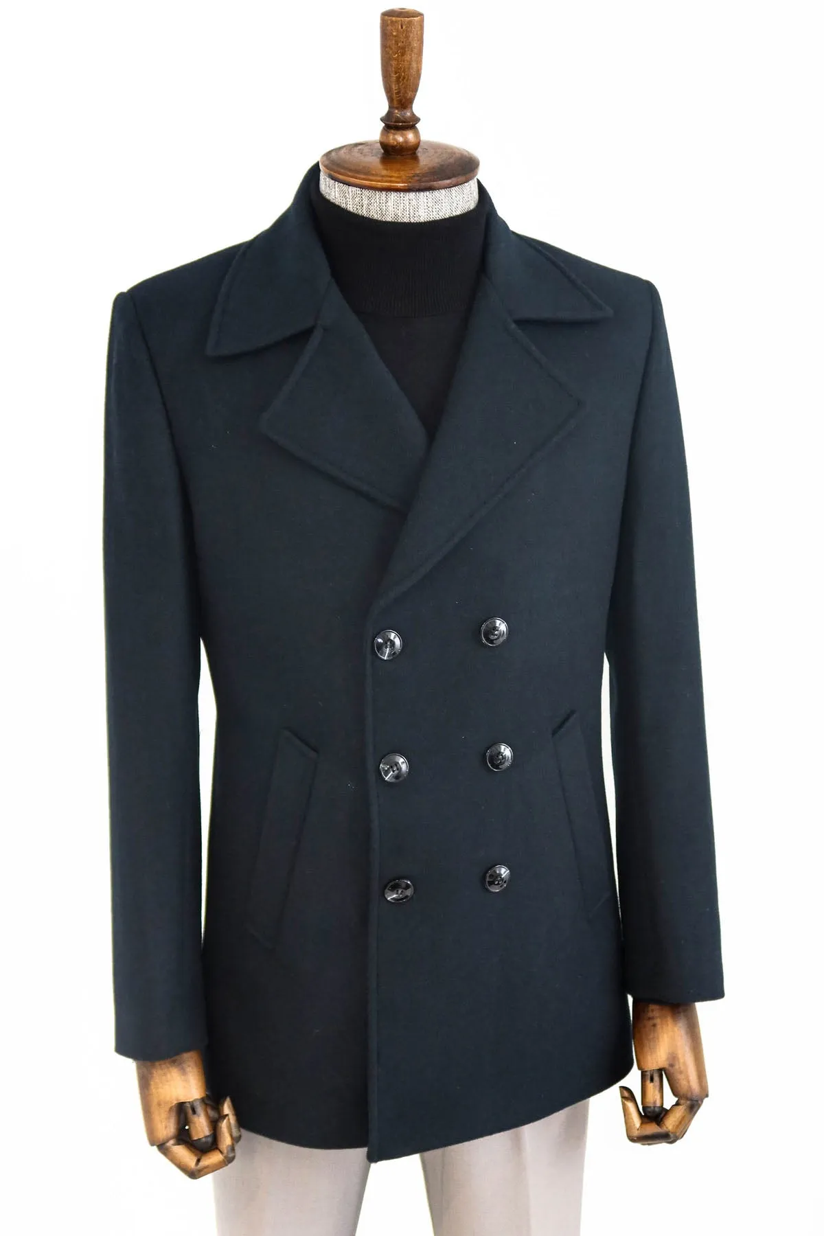Double Breasted Wide Lapel Cachet Green Men Coat - Wessi sold by Wessi product image thumbnail 3
