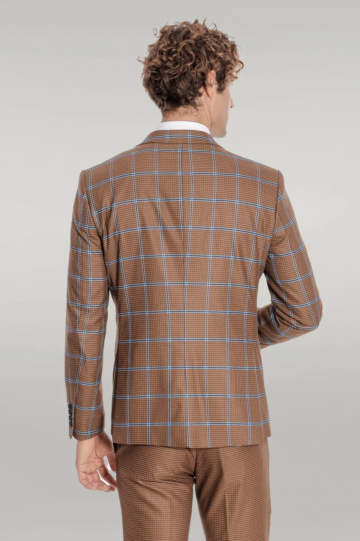 Checked Patterned Slim Fit Brown Men Suit - Wessi sold by Wessi product image thumbnail 4