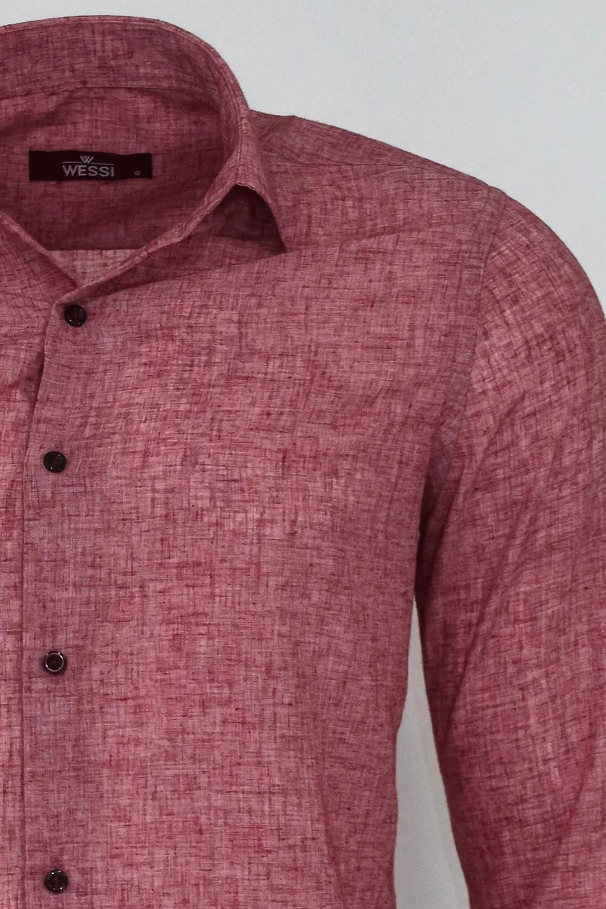 Slim Fit Patterned Burgundy Men Shirt - Wessi sold by Wessi product image thumbnail 2