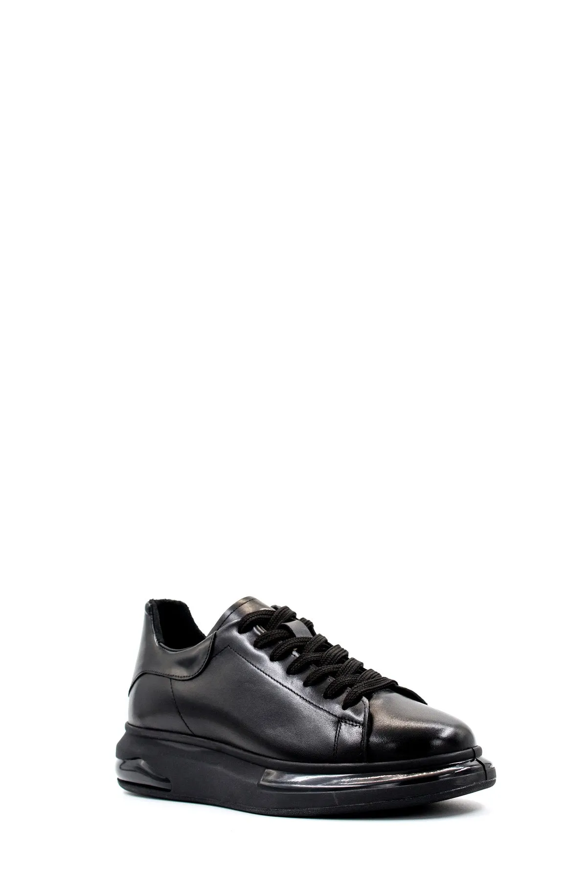 Men's Black Leather Sneakers with Cushioned Sole and Sleek Design - Wessi sold by Wessi product image thumbnail 3
