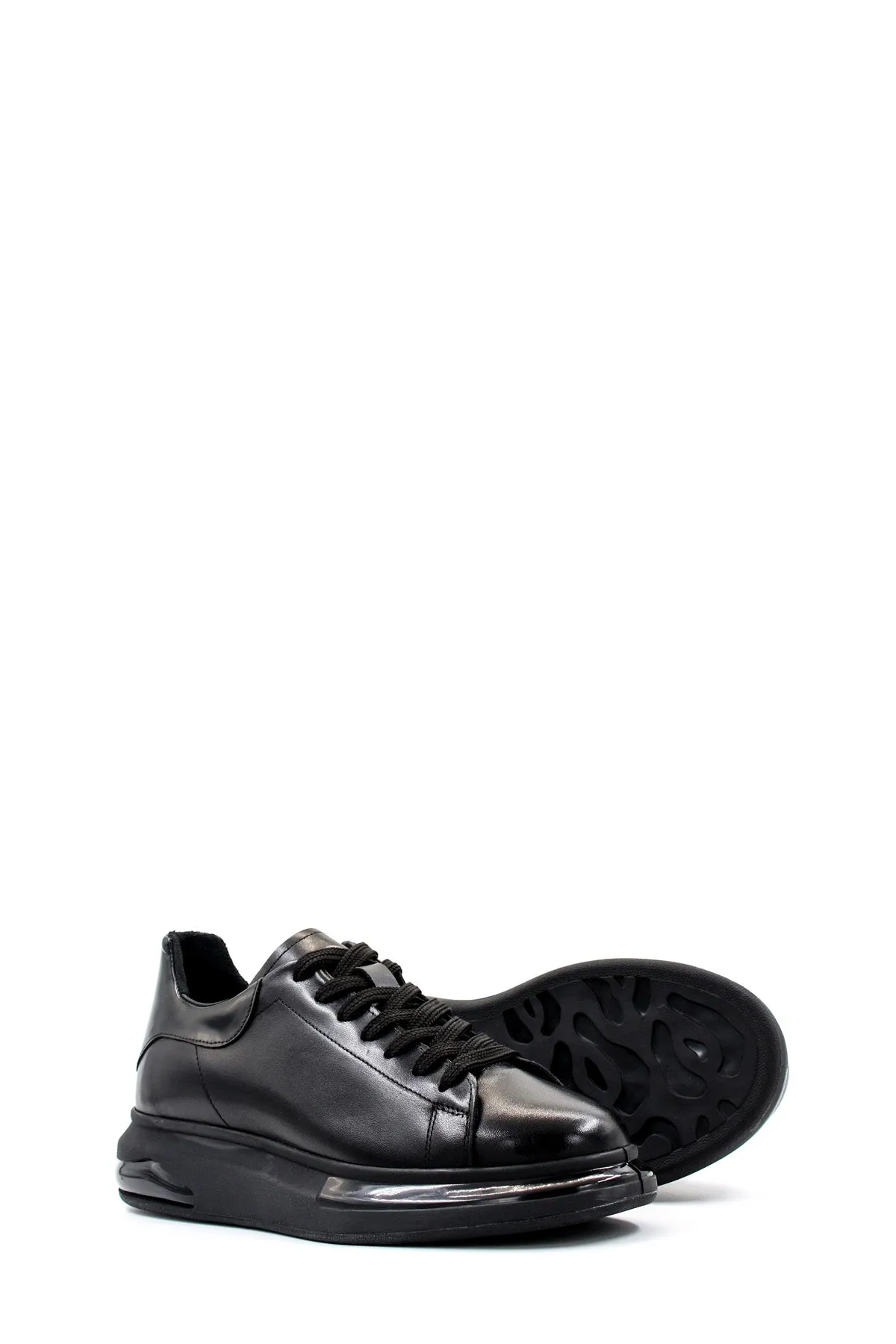 Men's Black Leather Sneakers with Cushioned Sole and Sleek Design - Wessi sold by Wessi product image thumbnail 4