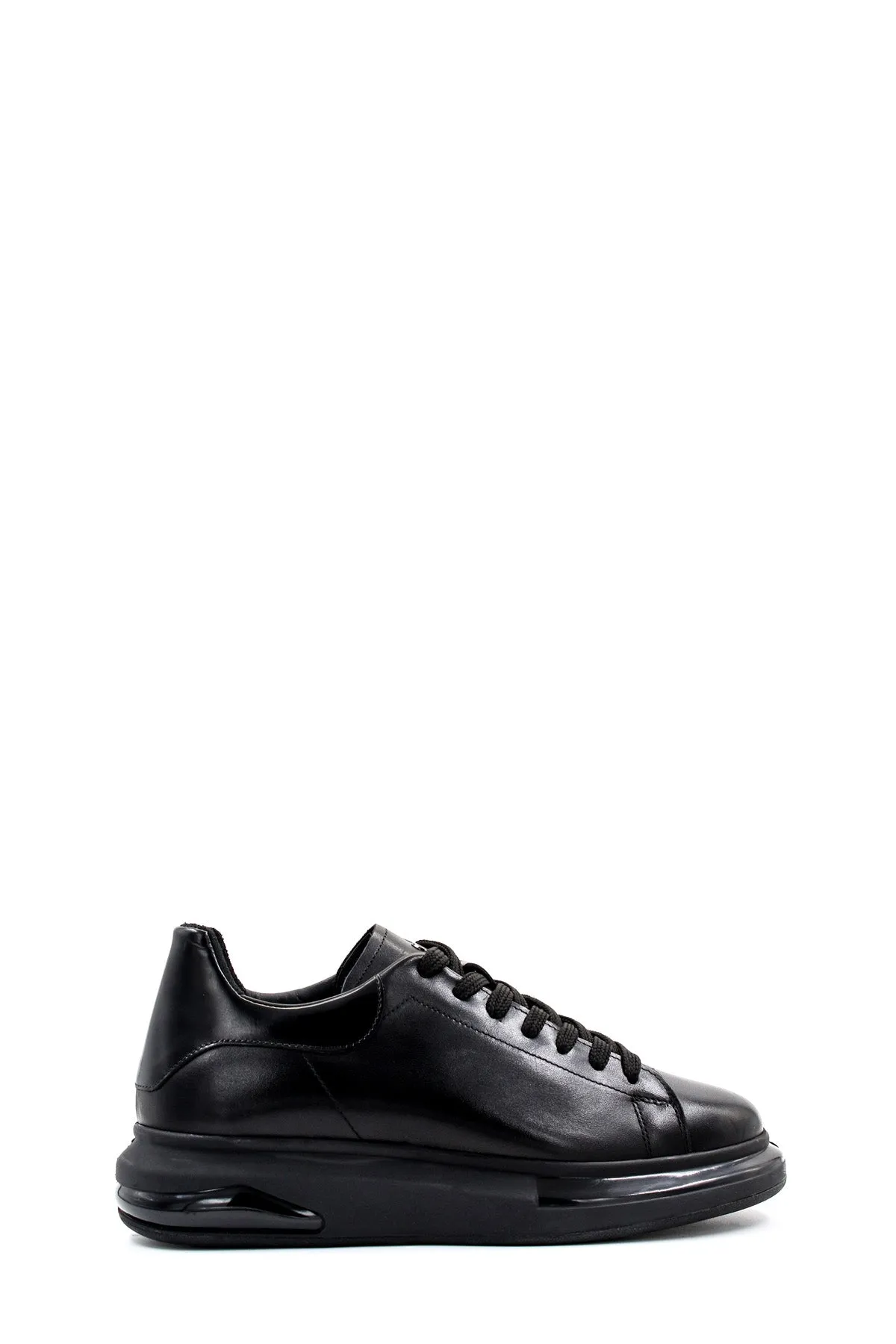 Men's Black Leather Sneakers with Cushioned Sole and Sleek Design - Wessi sold by Wessi
