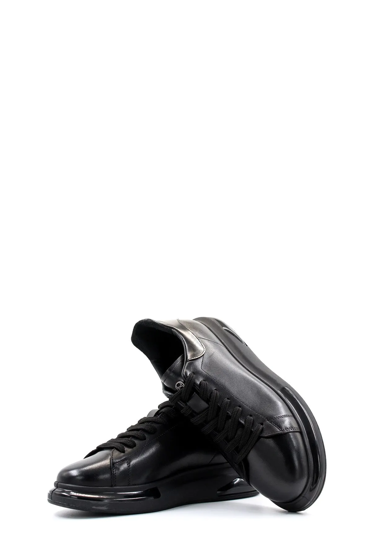 Men's Black Leather Sneakers with Cushioned Sole and Sleek Design - Wessi sold by Wessi product image thumbnail 5