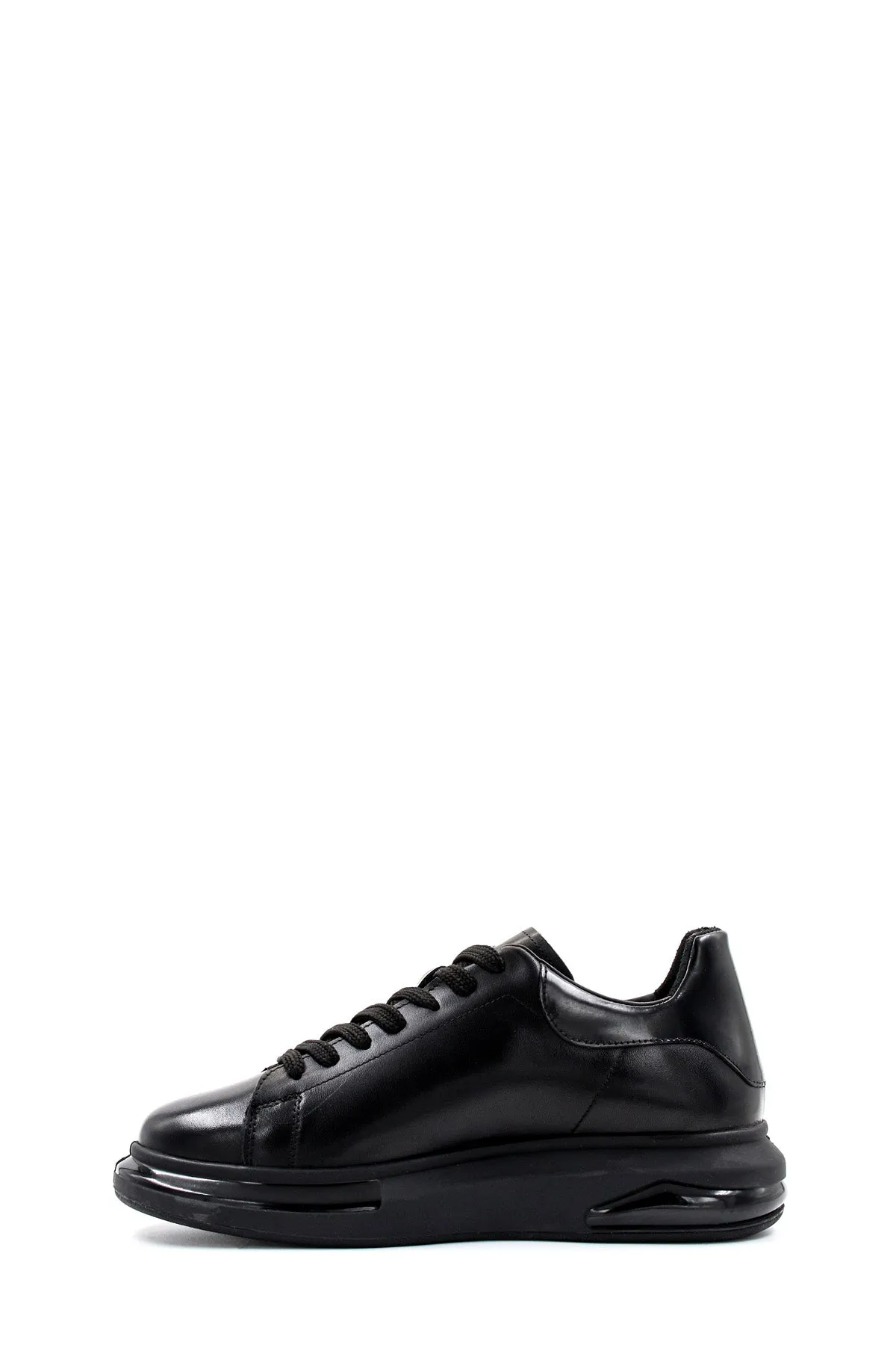 Men's Black Leather Sneakers with Cushioned Sole and Sleek Design - Wessi sold by Wessi product image thumbnail 2