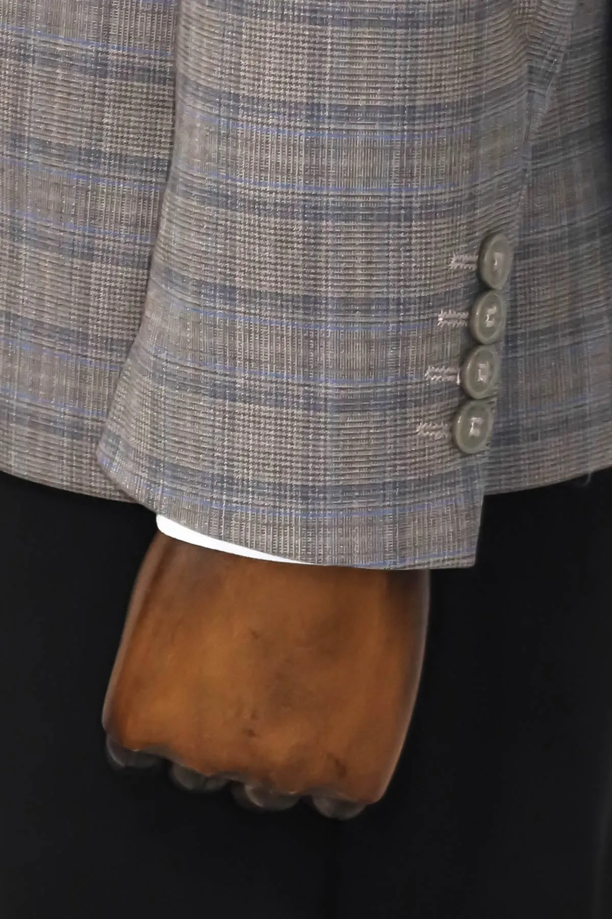 Slim Fit Peak Lapel Checked Grey Men Blazer - Wessi sold by Wessi product image thumbnail 5