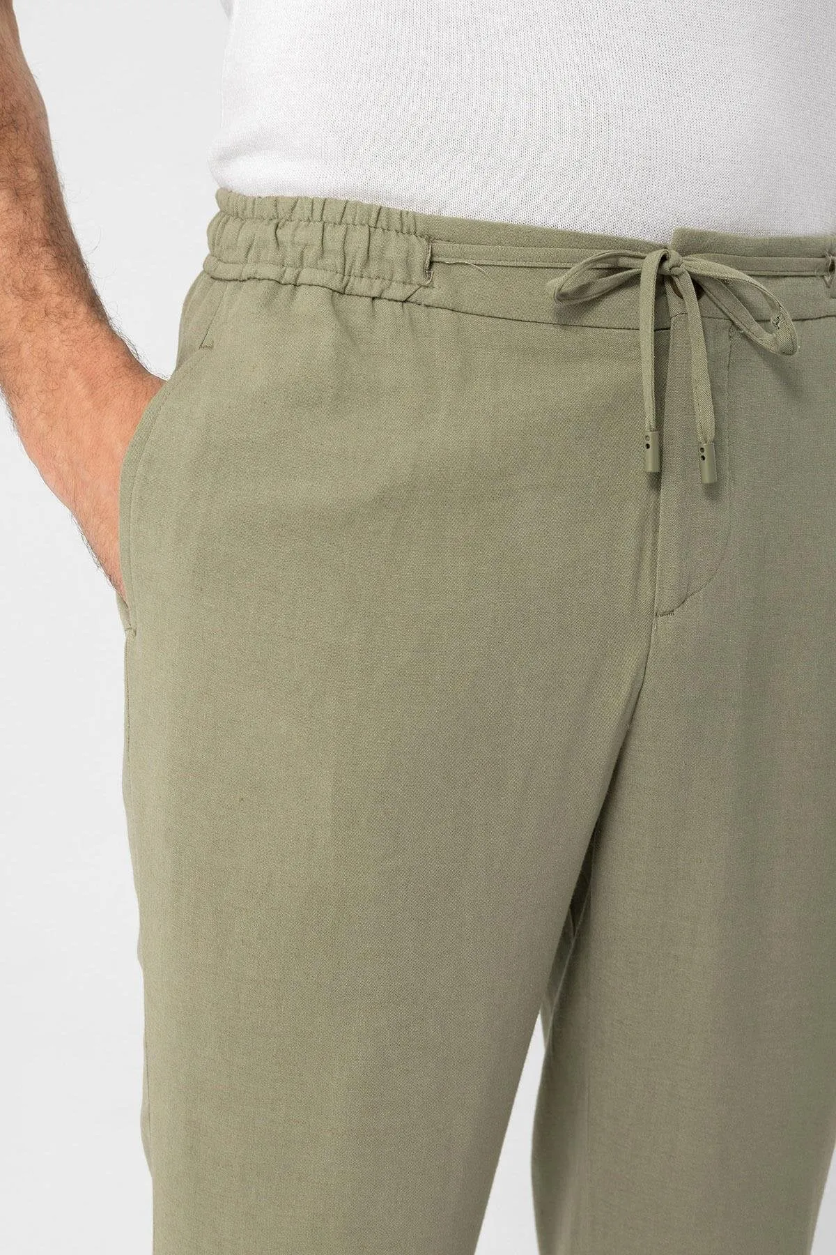 Light Khaki Elastic Waist Men's Trousers - Wessi sold by Wessi product image thumbnail 5